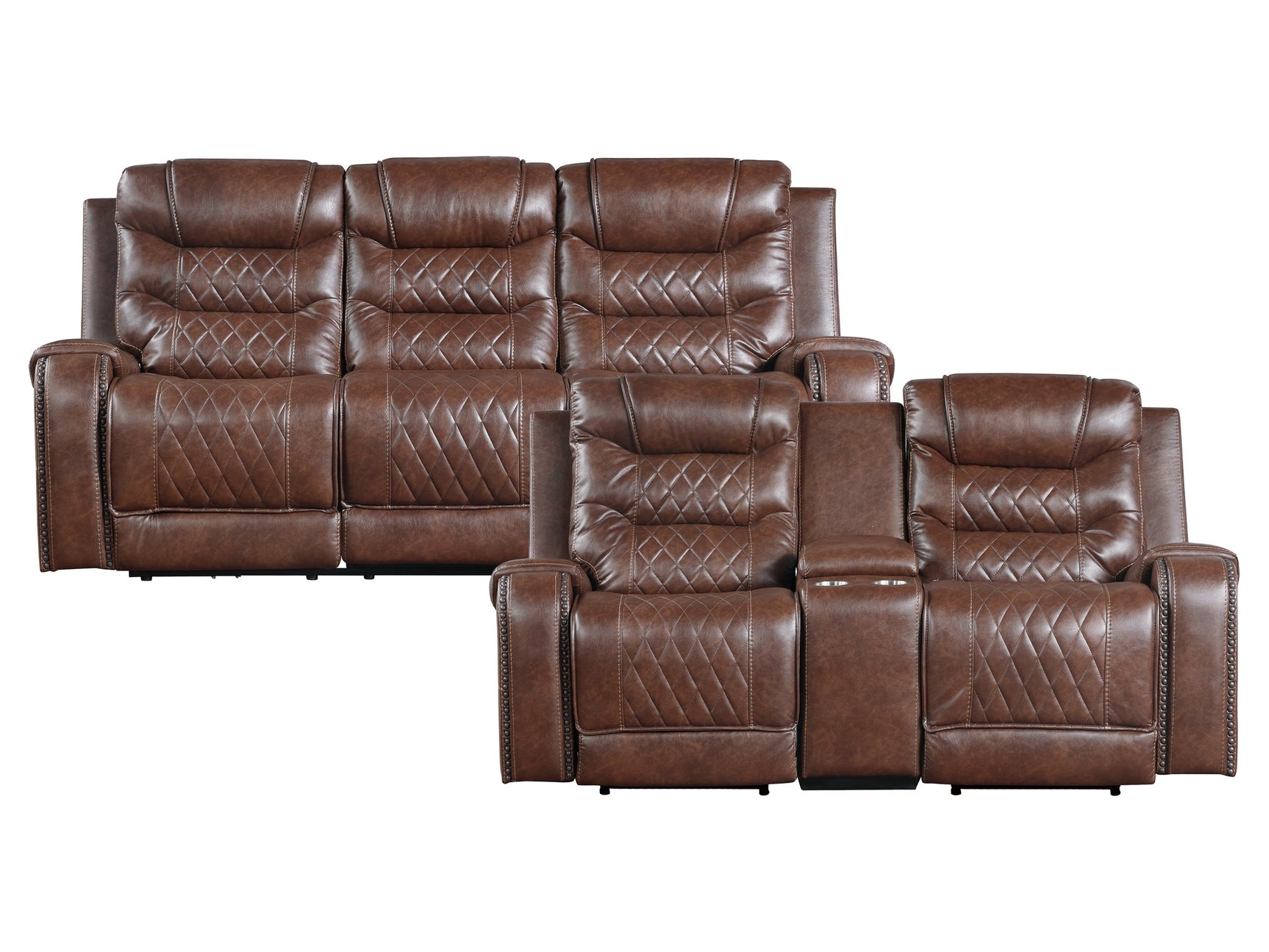 Putnam Brown Power Reclining Sofa and Loveseat - Ornate Home