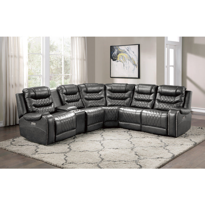 Putnam Gray 6-Piece Modular Power Reclining Sectional - Ornate Home