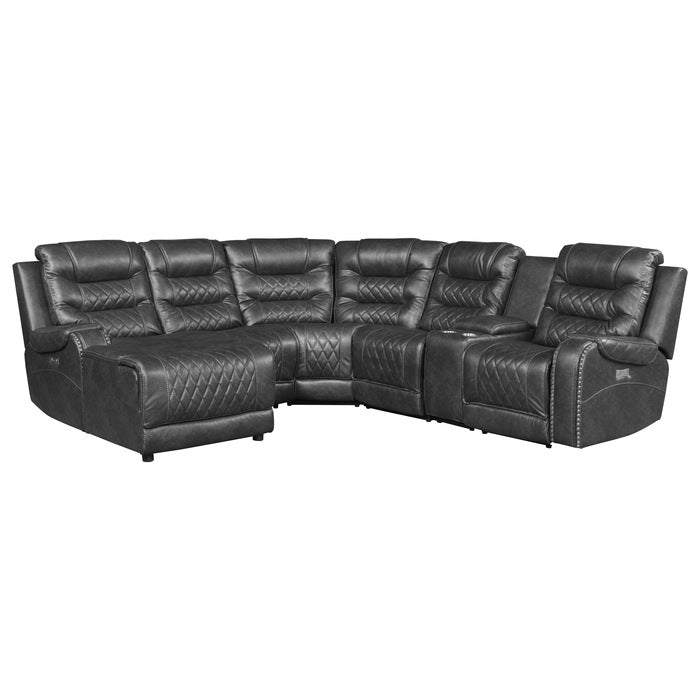Putnam Gray 6-Piece Modular Power Reclining Sectional with Left Chaise - Ornate Home