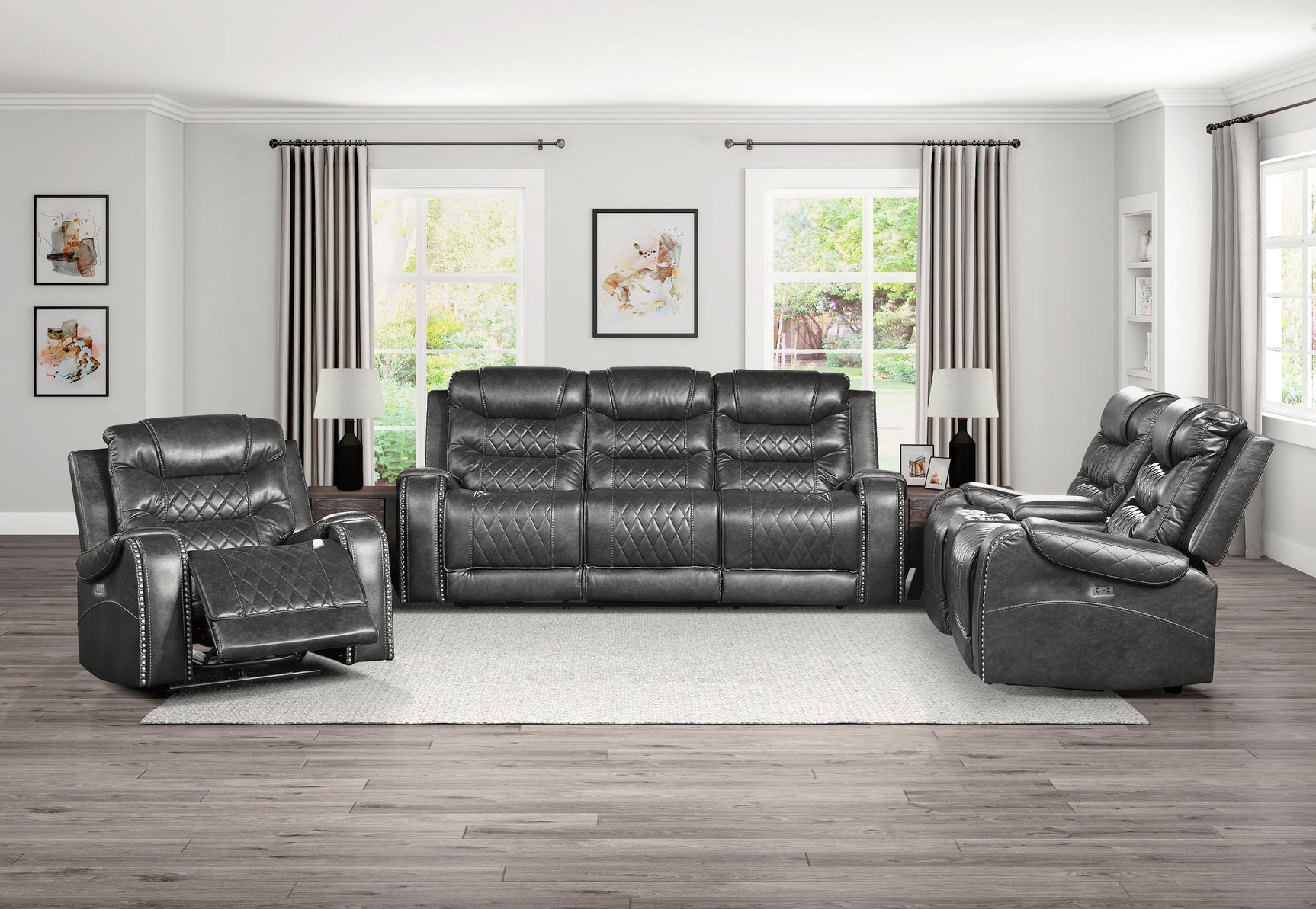 Putnam Gray Power Double Reclining Loveseat - Ornate Home