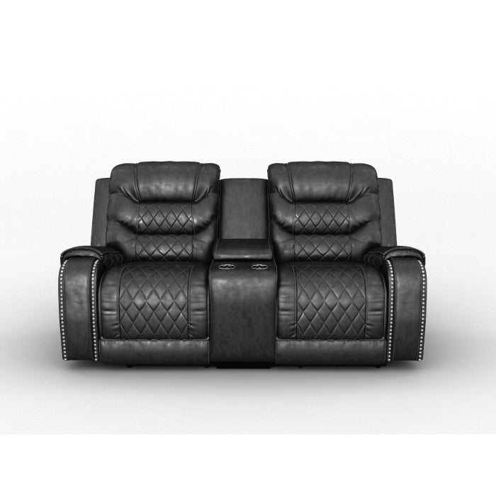 Putnam Gray Power Double Reclining Loveseat - Ornate Home