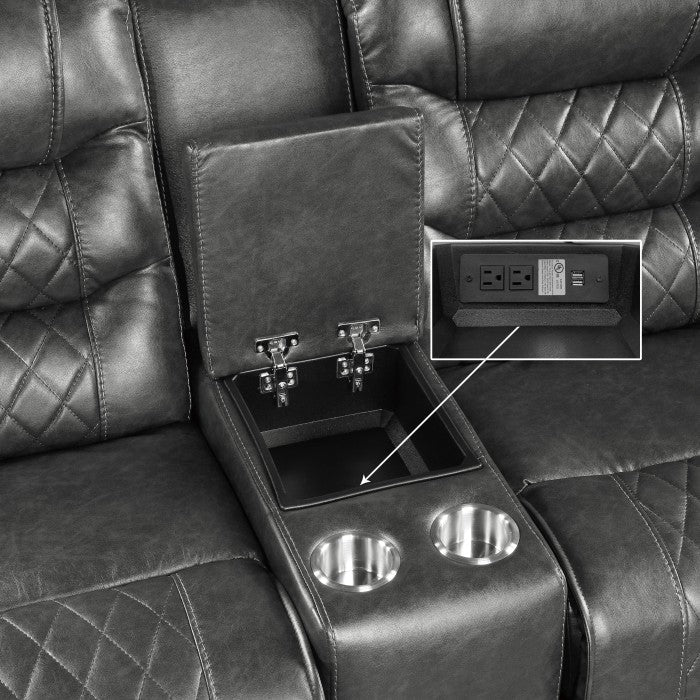 Putnam Gray Power Double Reclining Loveseat - Ornate Home