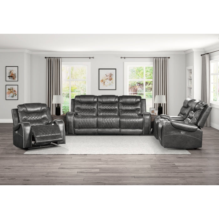 Putnam Gray Power Double Reclining Loveseat - Ornate Home