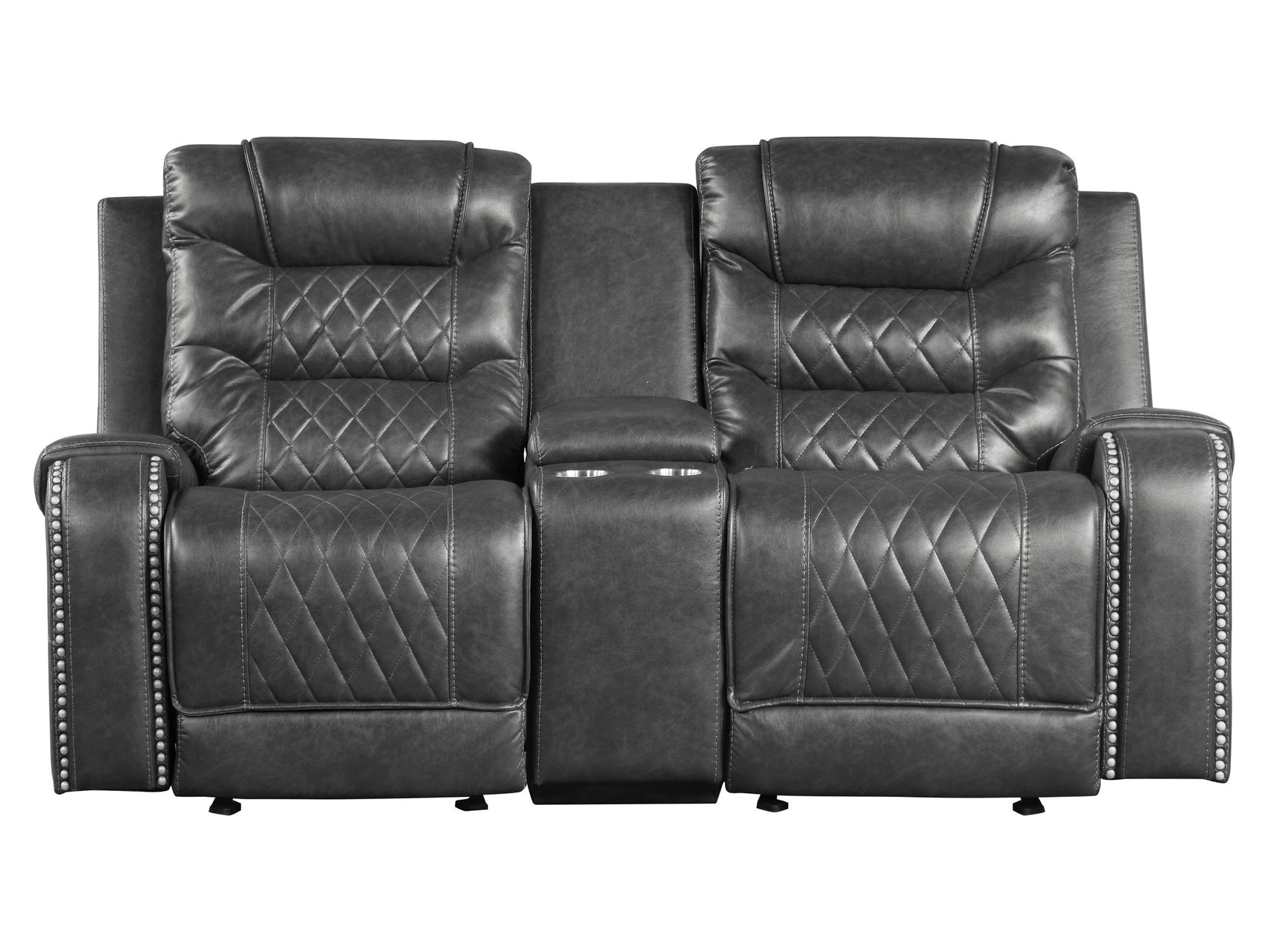 Putnam Gray Reclining Loveseat with Console - Ornate Home