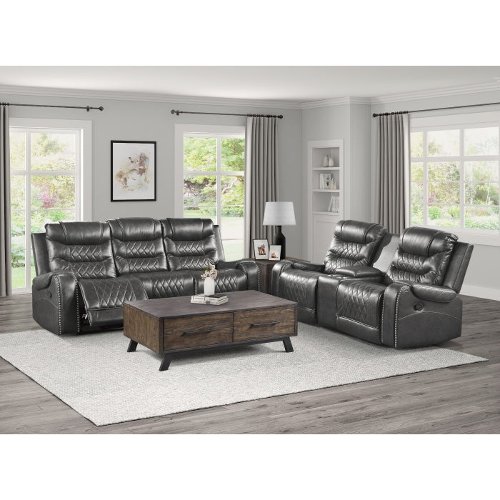 Putnam Gray Reclining Sofa with Drop Down Table - Ornate Home