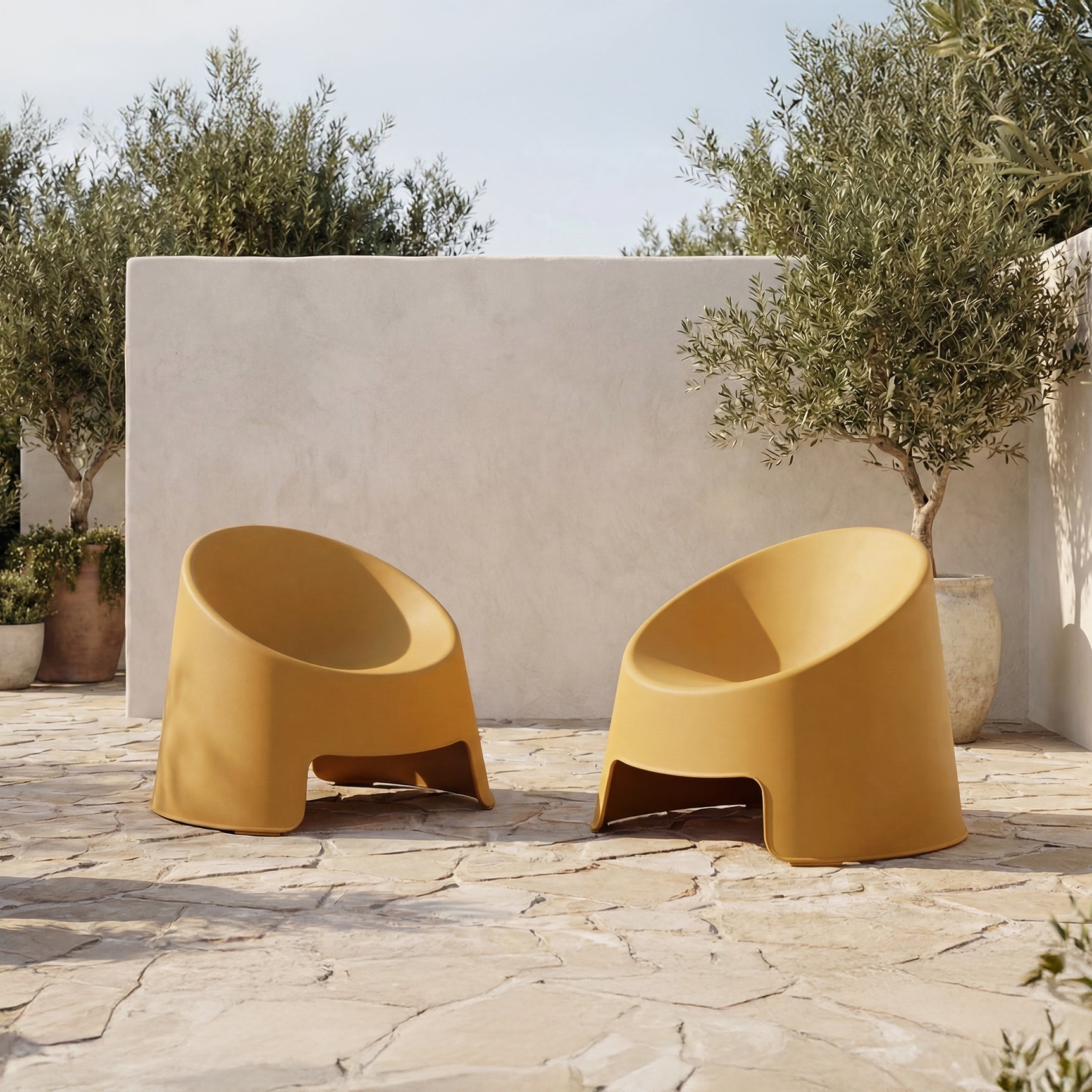 Nolla Yellow Outdoor Accent Chair (Set of 2)