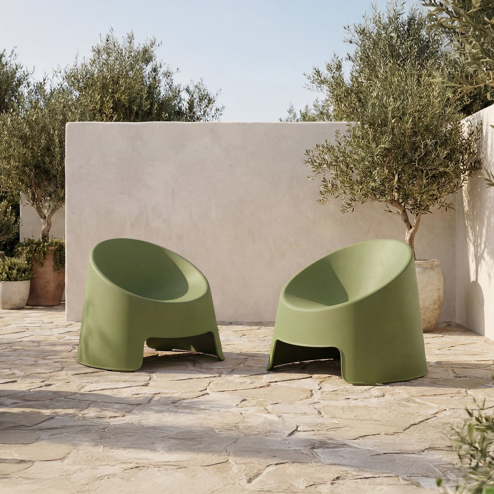 Nolla Green Outdoor Accent Chair (Set of 2)