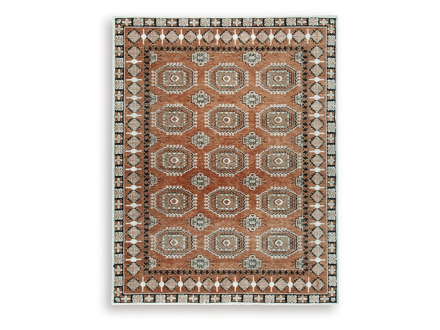 Qaabiz Sienna/Ivory/Black Large Rug - Ornate Home