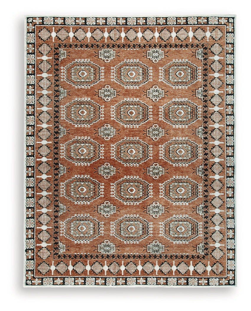 Qaabiz Sienna/Ivory/Black Large Rug - Ornate Home