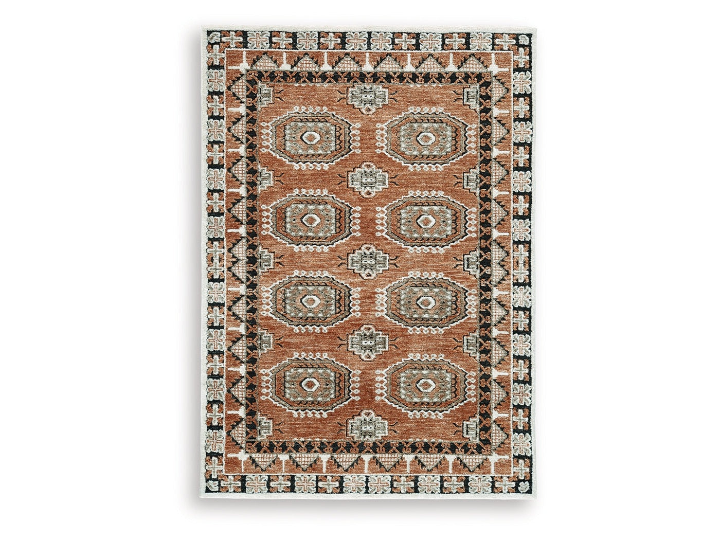 Qaabiz Sienna/Ivory/Black Medium Rug - Ornate Home