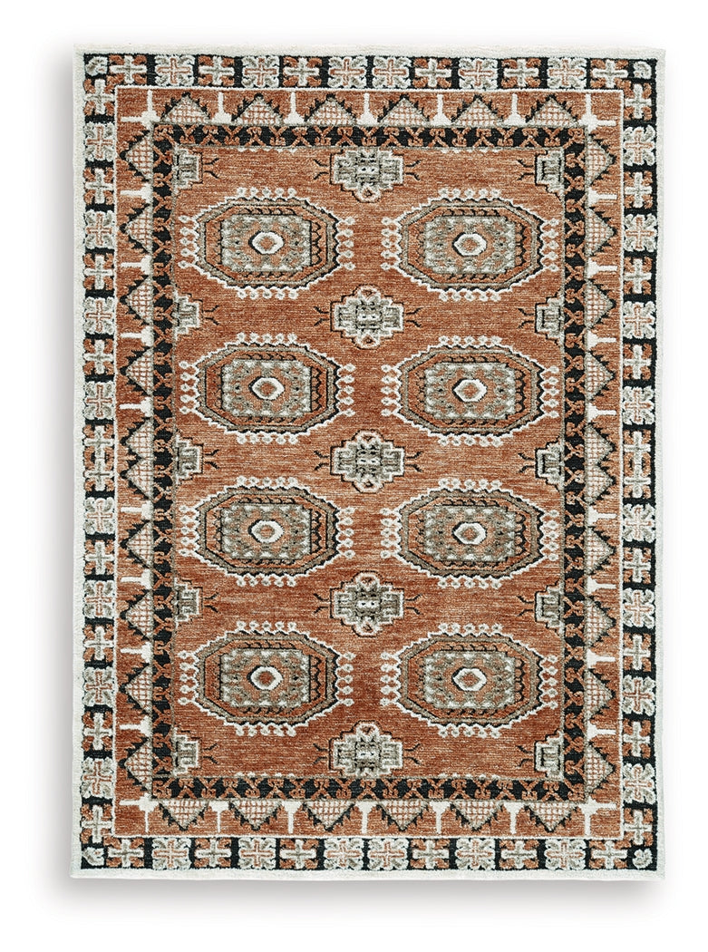 Qaabiz Sienna/Ivory/Black Medium Rug - Ornate Home