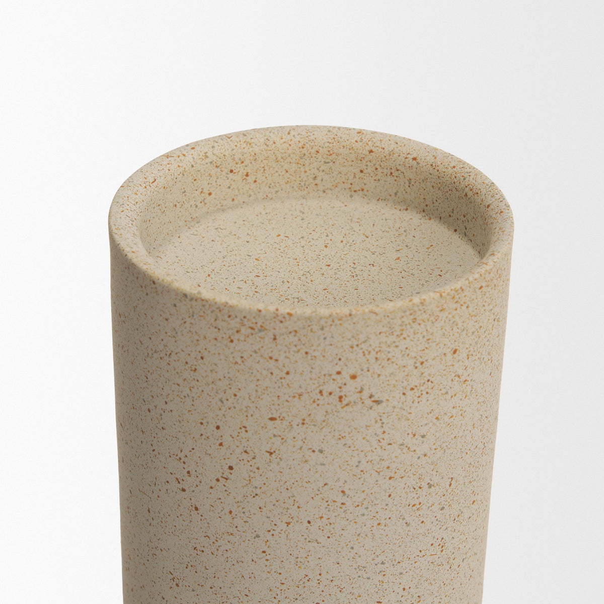 Qamra Beige Short Textured Metal Pillar Candle Holder - Ornate Home