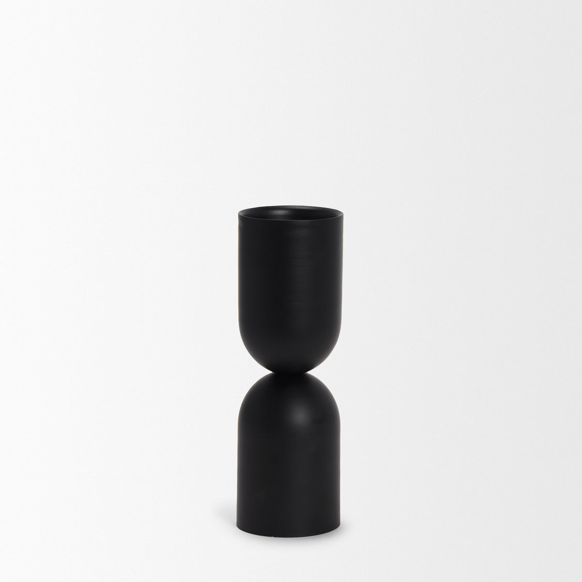 Qamra Medium Black Metal Pillar Candle Holder - Ornate Home
