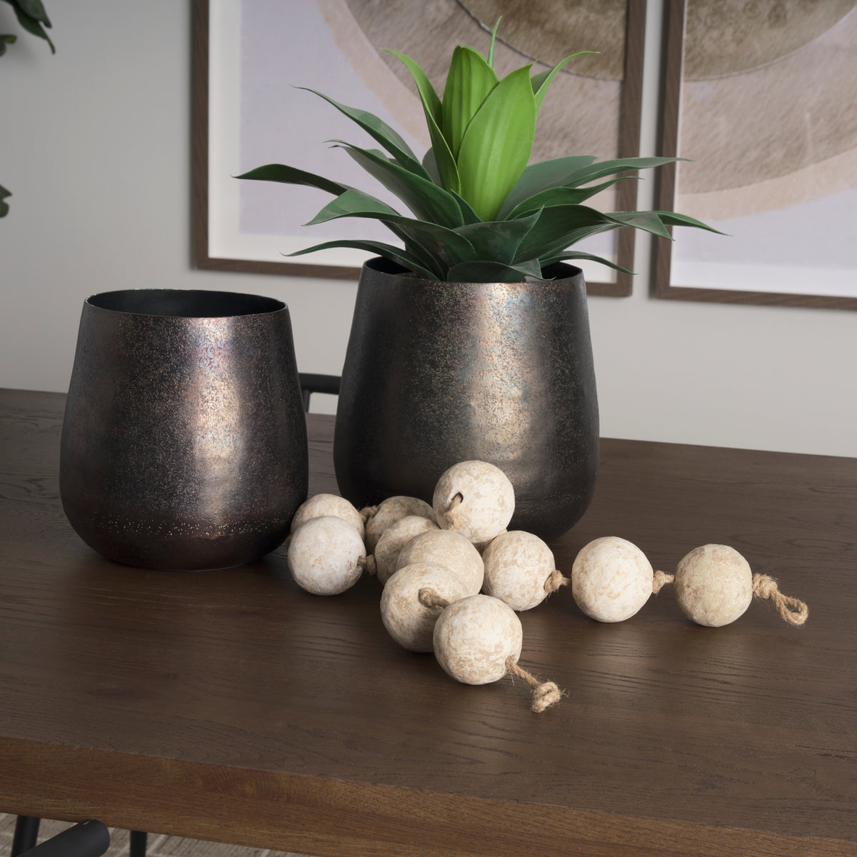 Quade Gold Large Textured Metal Planter