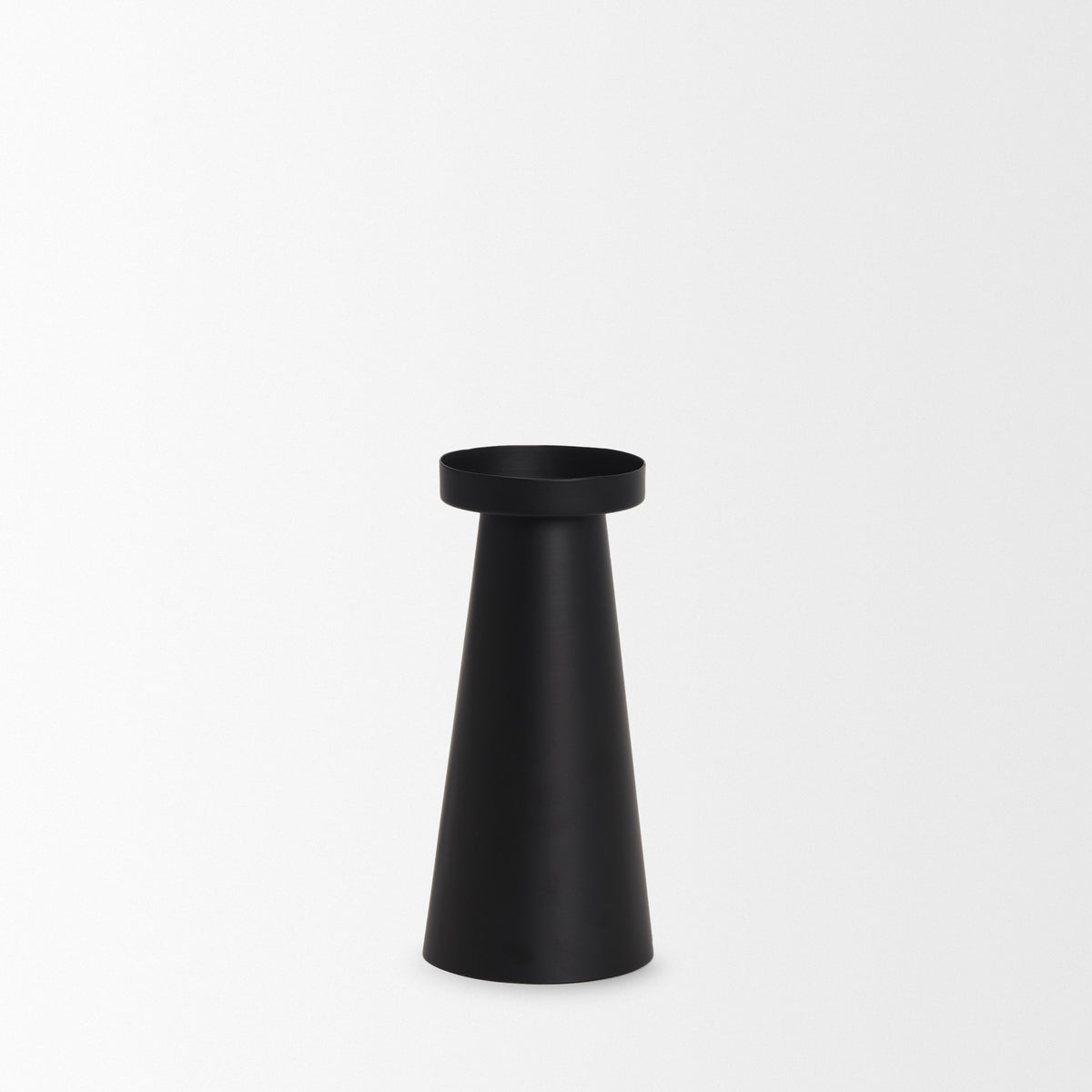 Quadir Medium Matte Black Metal Candle Holder - Ornate Home