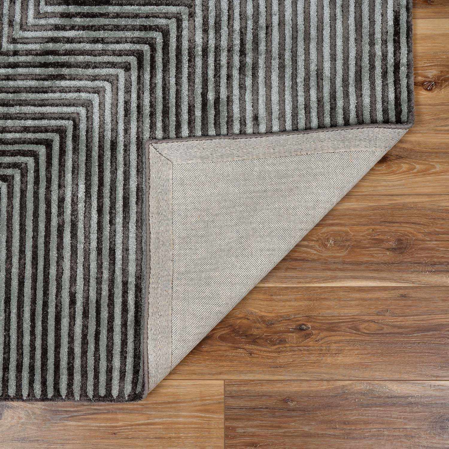 Quartz Patterned Sheen Gray/Green Viscose Rug - Ornate Home