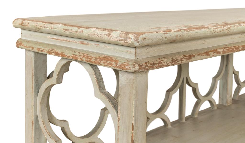 Quatrefoil Green Bookshelf Console Table - Ornate Home