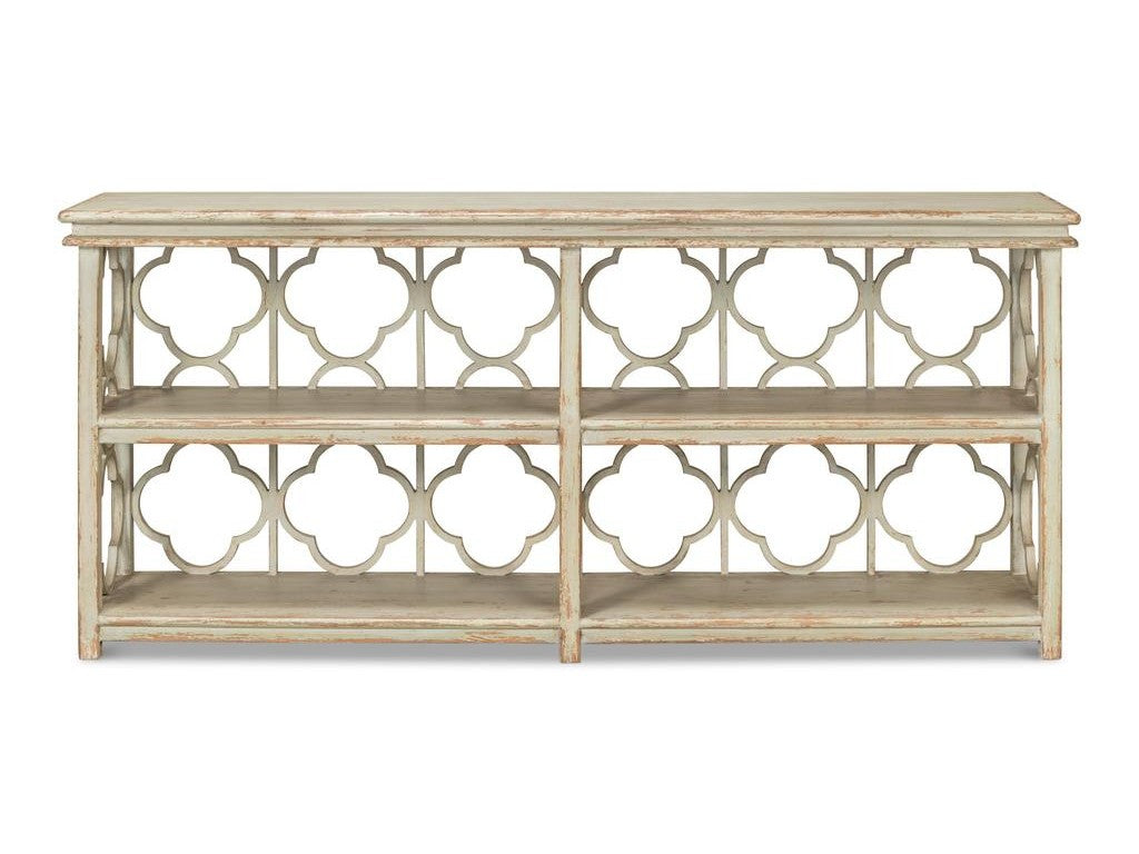 Quatrefoil Green Bookshelf Console Table - Ornate Home