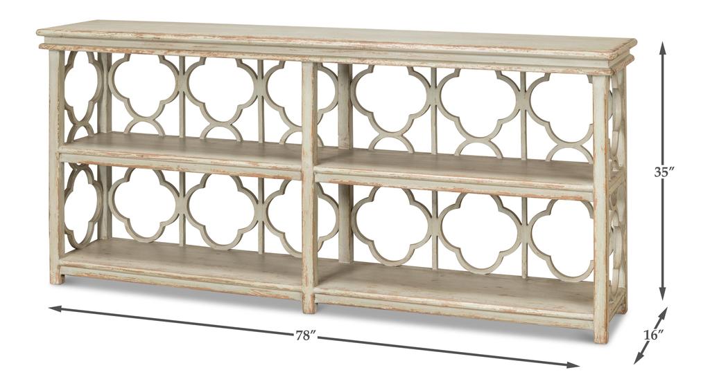 Quatrefoil Green Bookshelf Console Table - Ornate Home