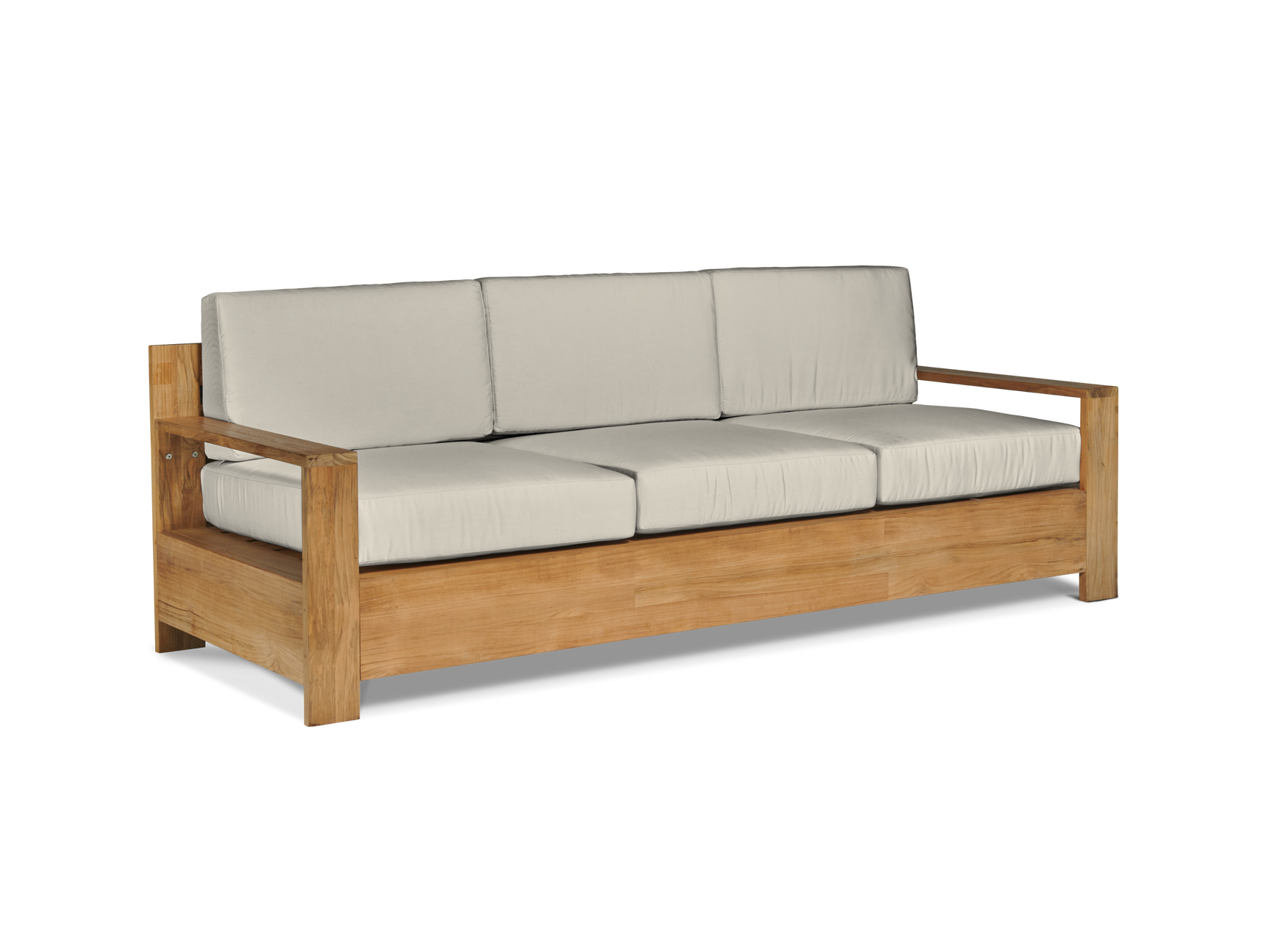 Qube 3-Person Teak Canvas Outdoor Sofa with Sunbrella® Cushion - Ornate Home