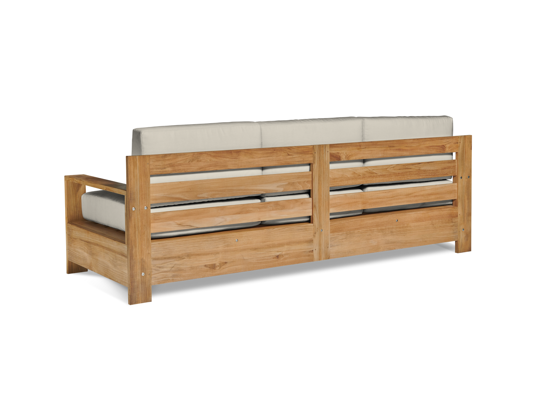 Qube 3-Person Teak Canvas Outdoor Sofa with Sunbrella® Cushion - Ornate Home