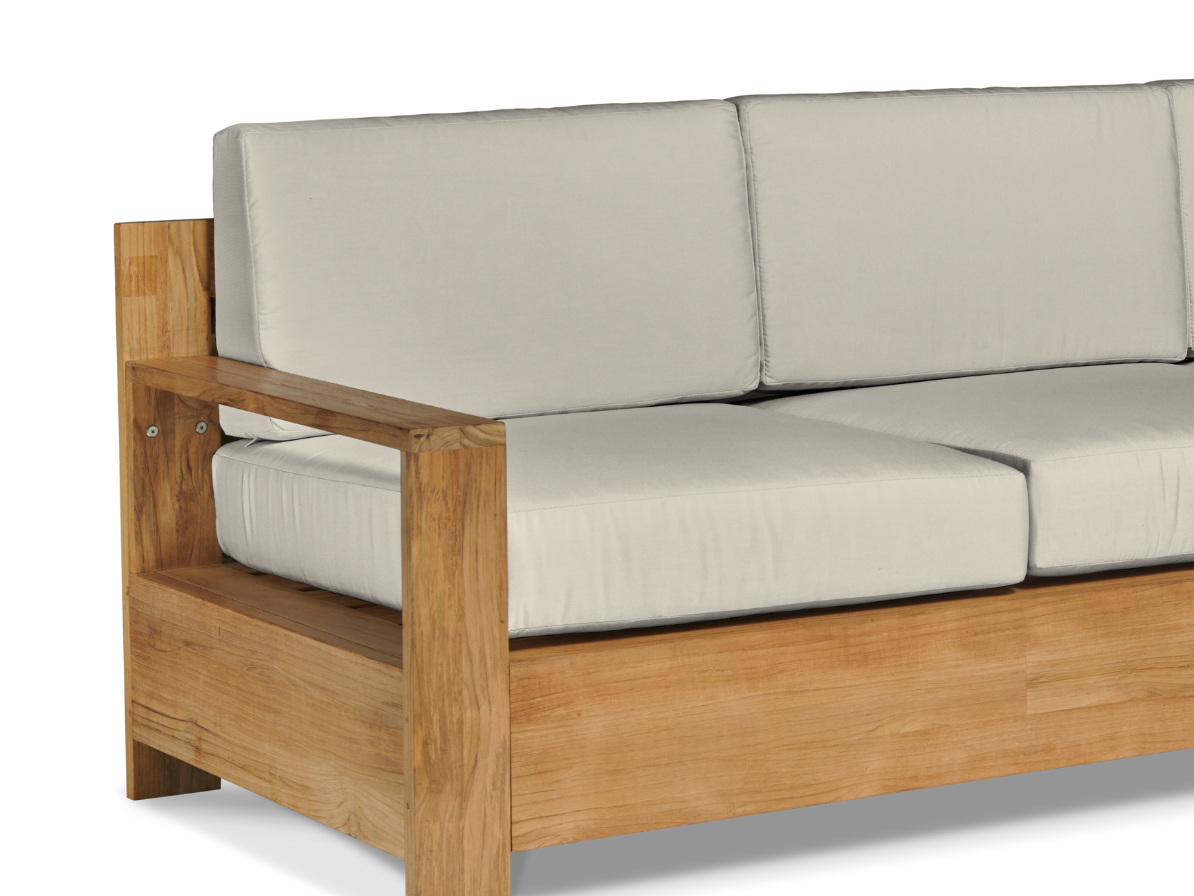 Qube 3-Person Teak Canvas Outdoor Sofa with Sunbrella® Cushion - Ornate Home