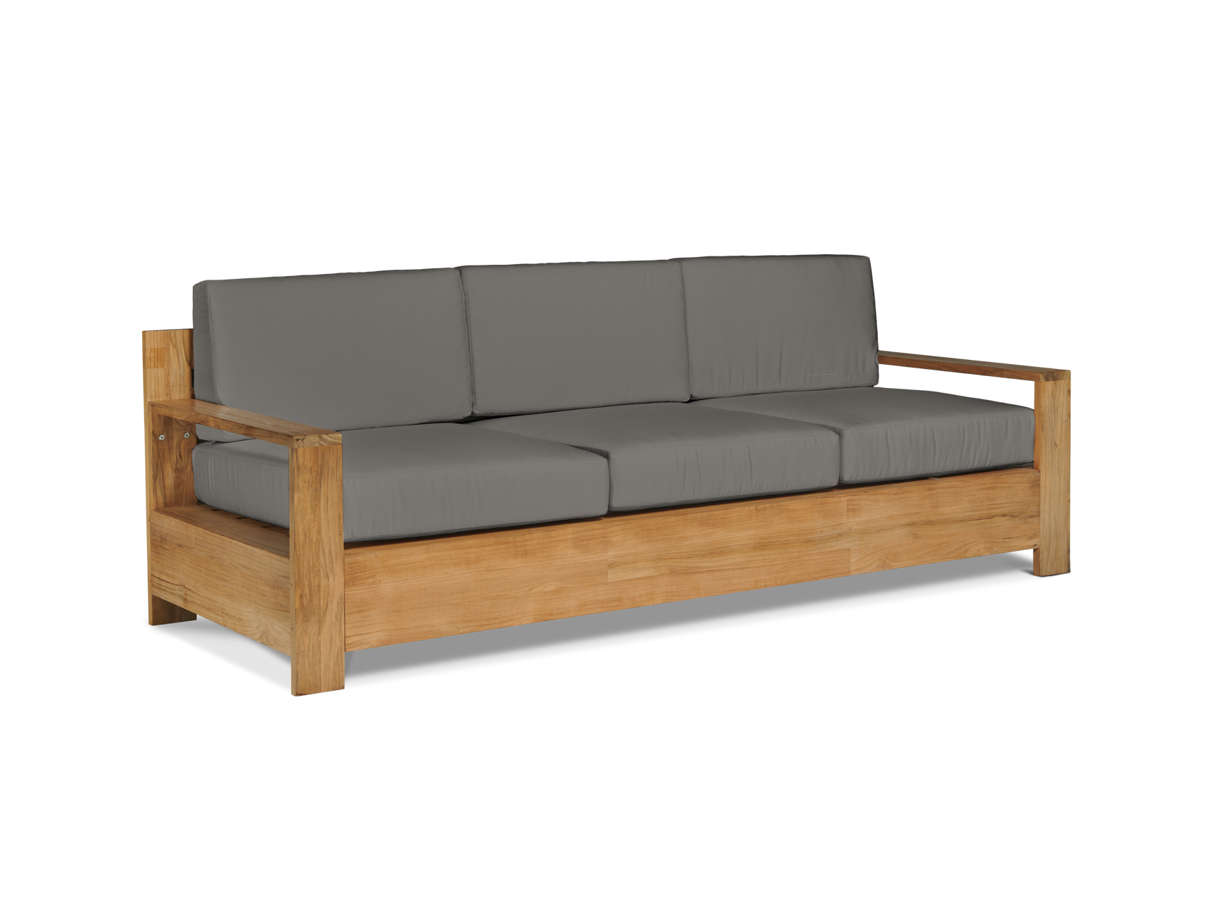 Qube 3-Person Teak Charcoal Outdoor Sofa with Sunbrella® Cushion - Ornate Home