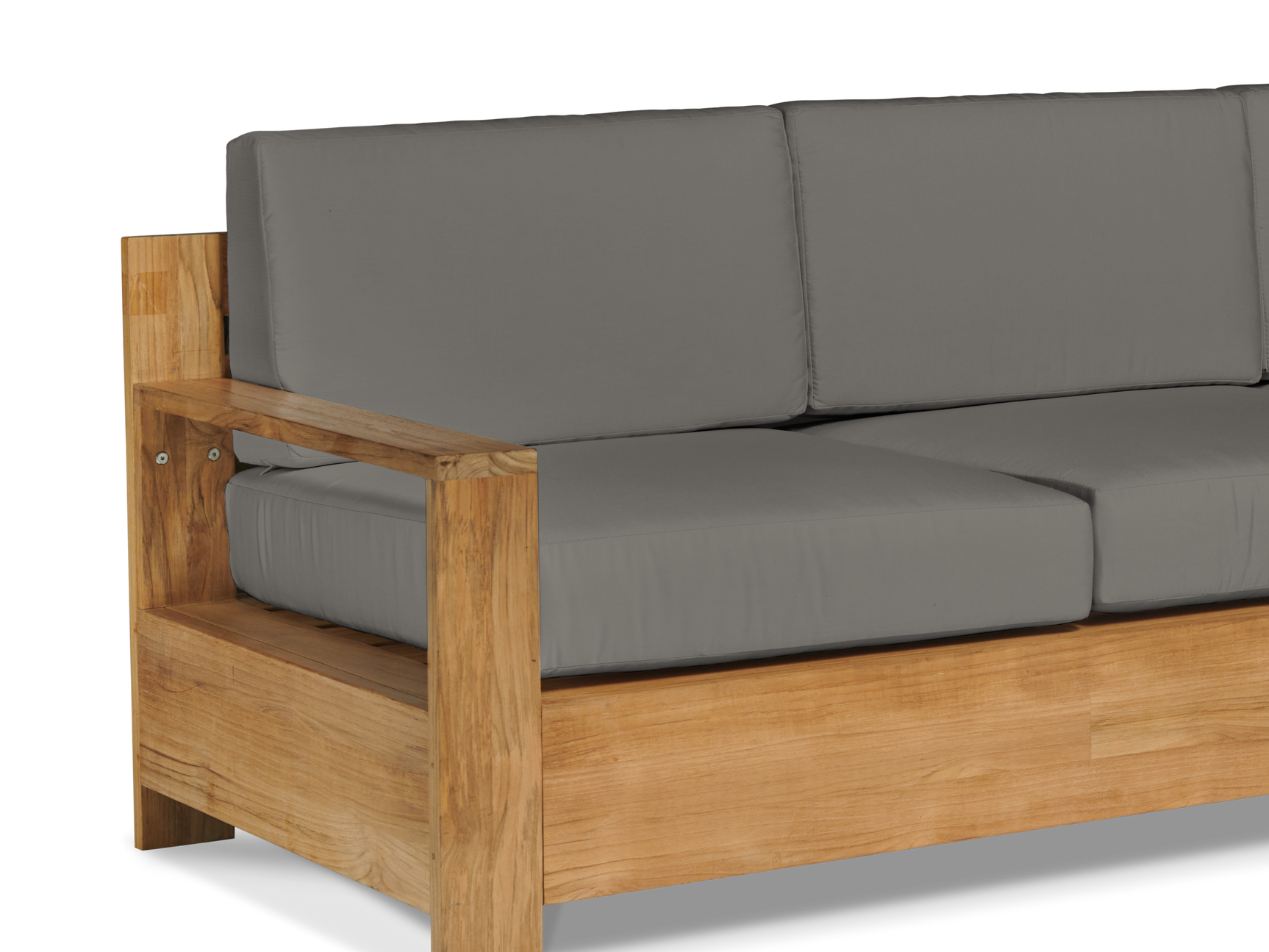 Qube 3-Person Teak Charcoal Outdoor Sofa with Sunbrella® Cushion - Ornate Home