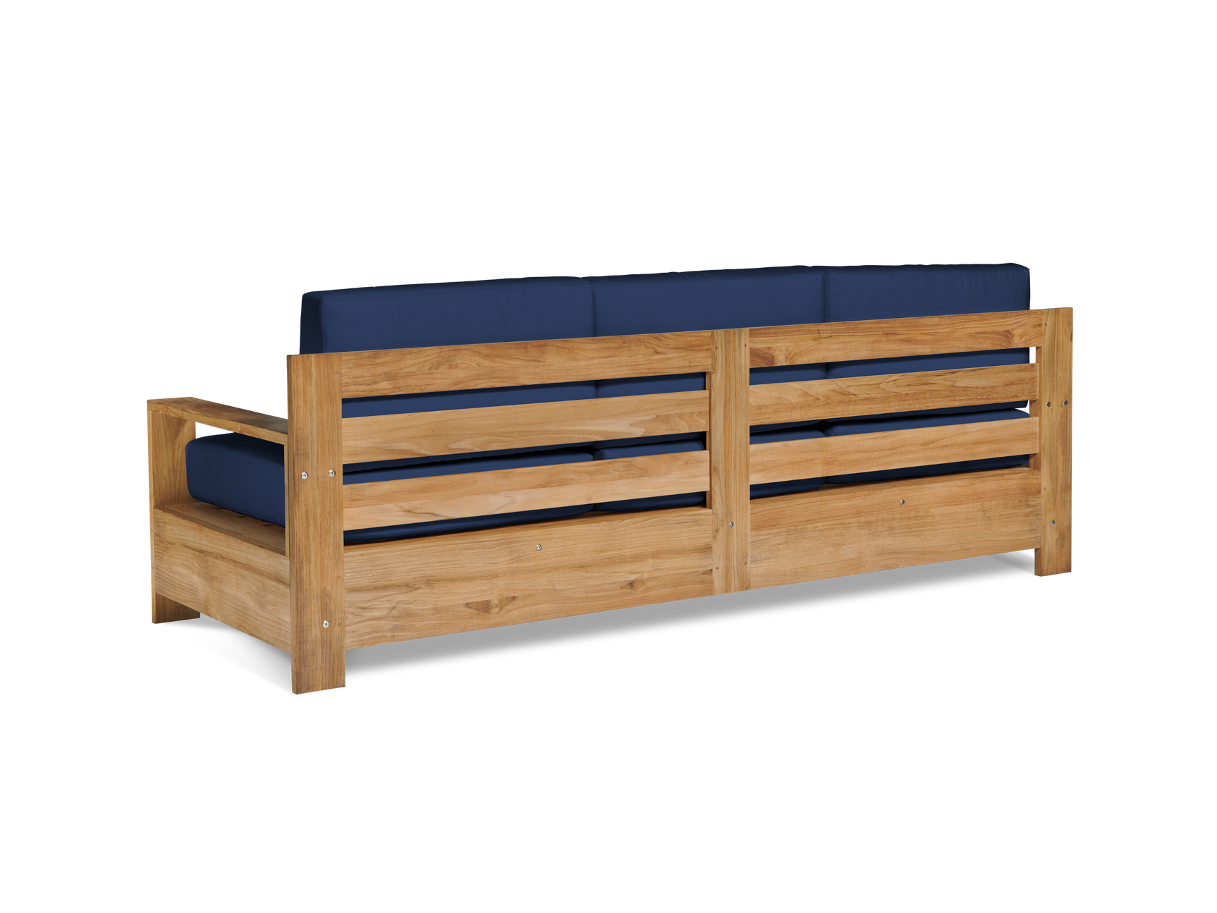 Qube 3-Person Teak Navy Outdoor Sofa with Sunbrella® Cushion - Ornate Home