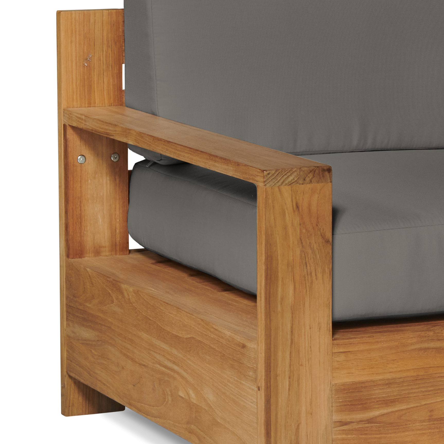 Qube Teak Charcoal Outdoor Club Chair with Sunbrella® Cushion - Ornate Home