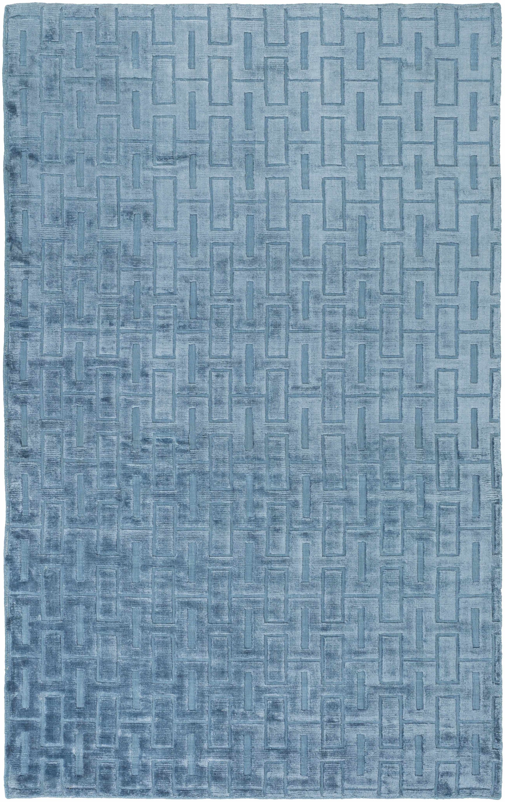 Quealy Blue Patterned 3x5 Small Viscose Rug - Clearance - Ornate Home