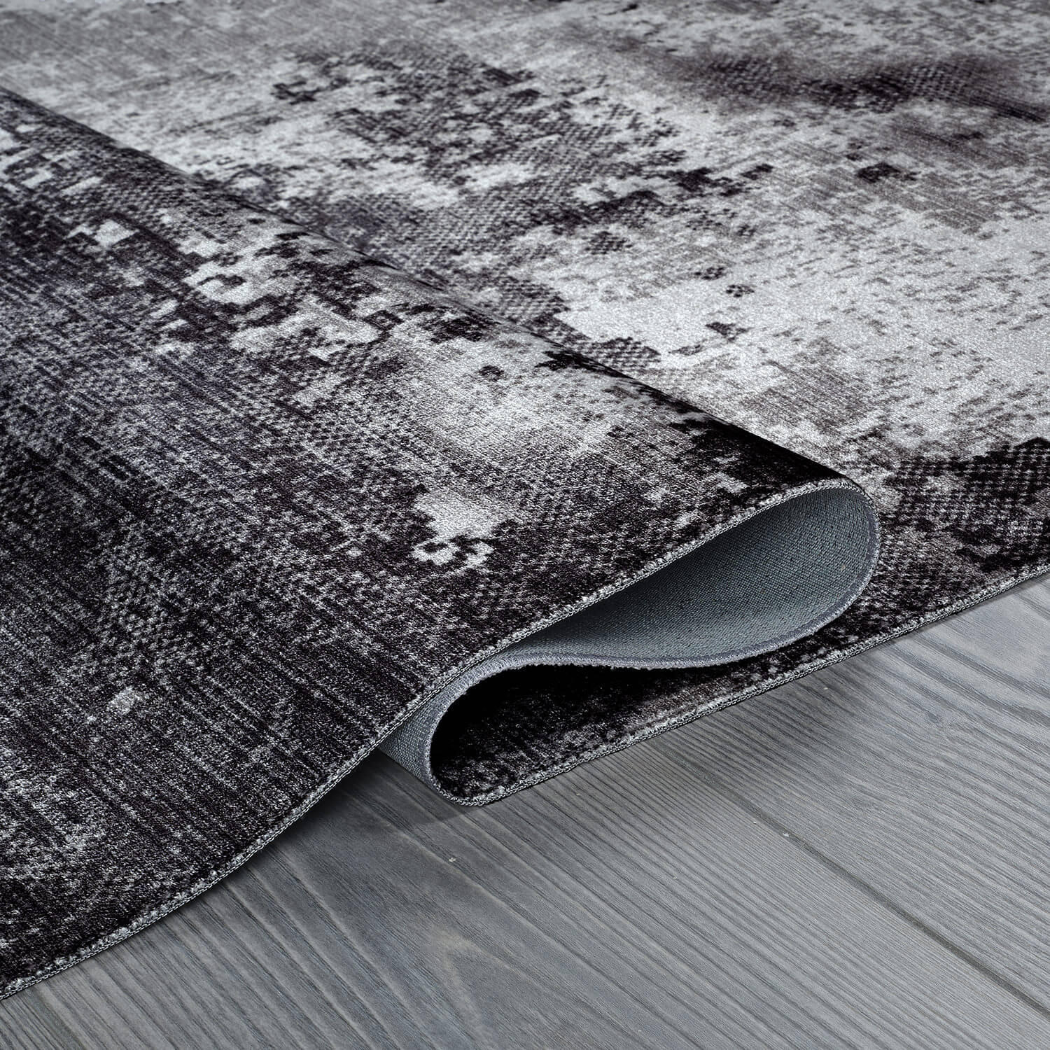 Queen Gray Modern Abstract Easy Silk Rubber Backing Soft Area Rug - Ornate Home