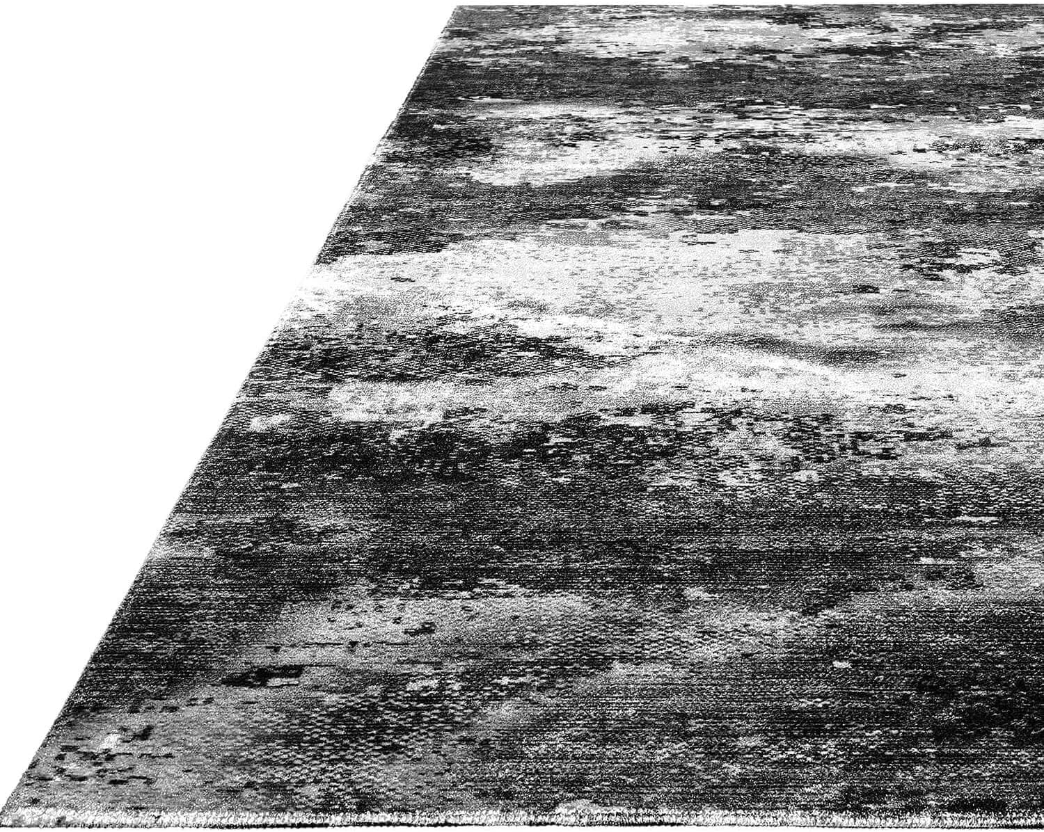 Queen Gray Modern Abstract Easy Silk Rubber Backing Soft Area Rug - Ornate Home