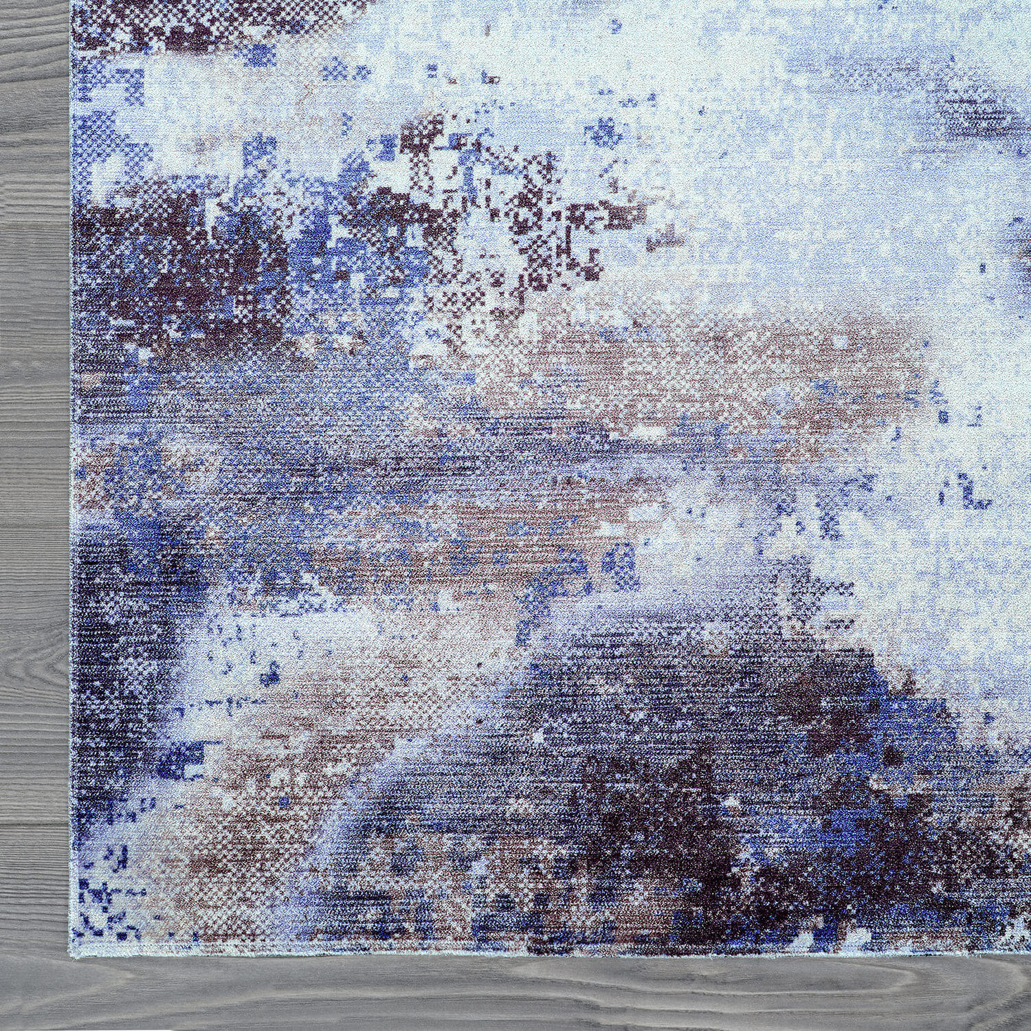 Queen Navy Modern Abstract Easy Silk Rubber Backing Soft Area Rug - Ornate Home