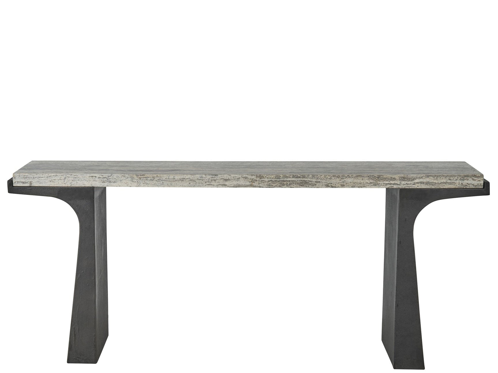 Quill White Travertine/Dark Bronze Console Table - Ornate Home