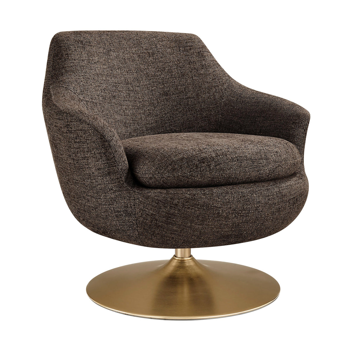 Quimby Espresso Melange Chenille Swivel Accent Chair - Ornate Home