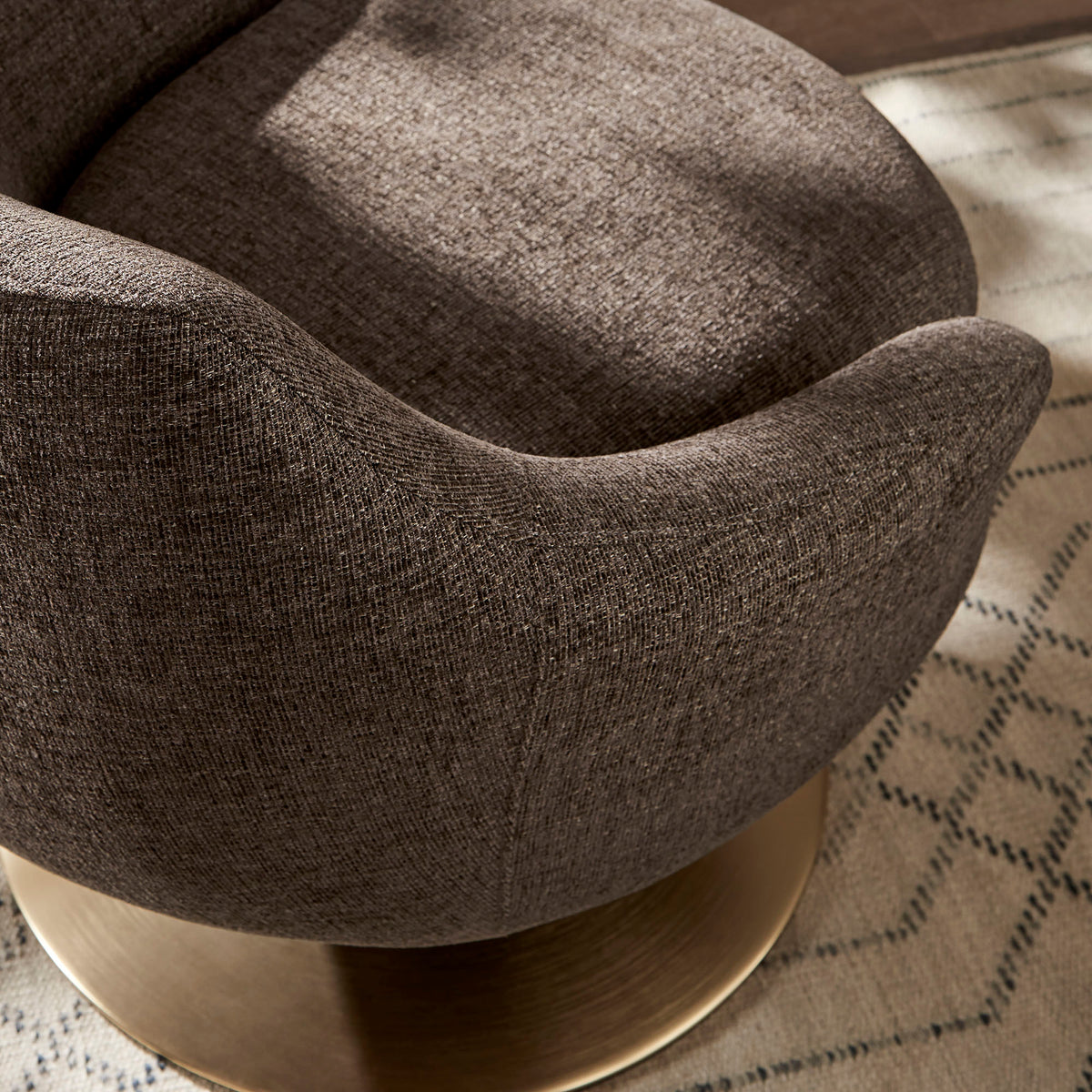 Quimby Espresso Melange Chenille Swivel Accent Chair - Ornate Home