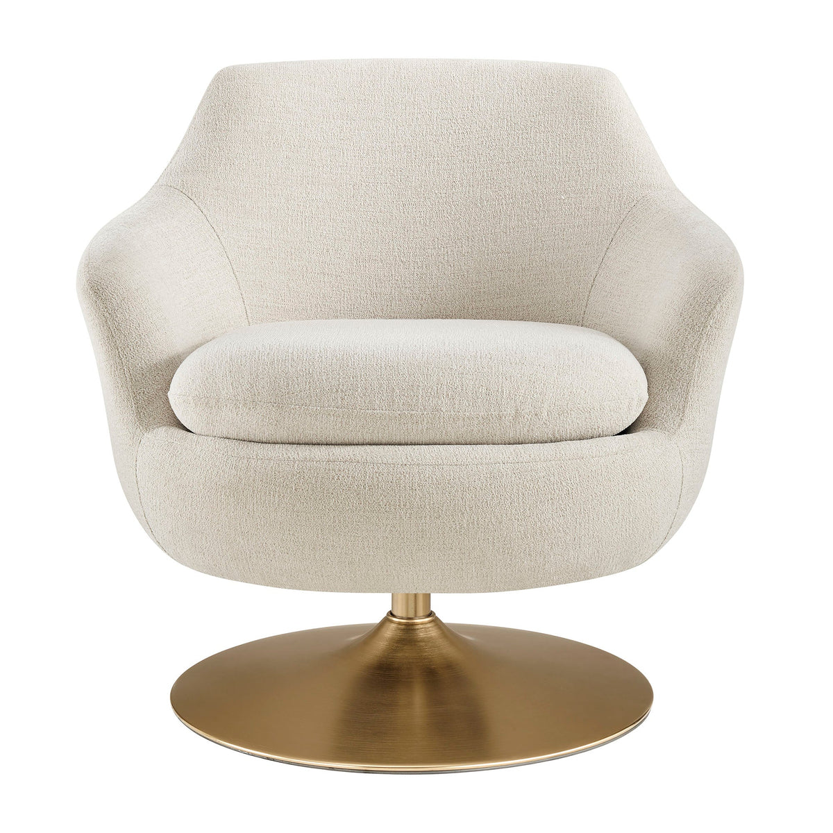 Quimby Ivory Melange Chenille Swivel Accent Chair - Ornate Home