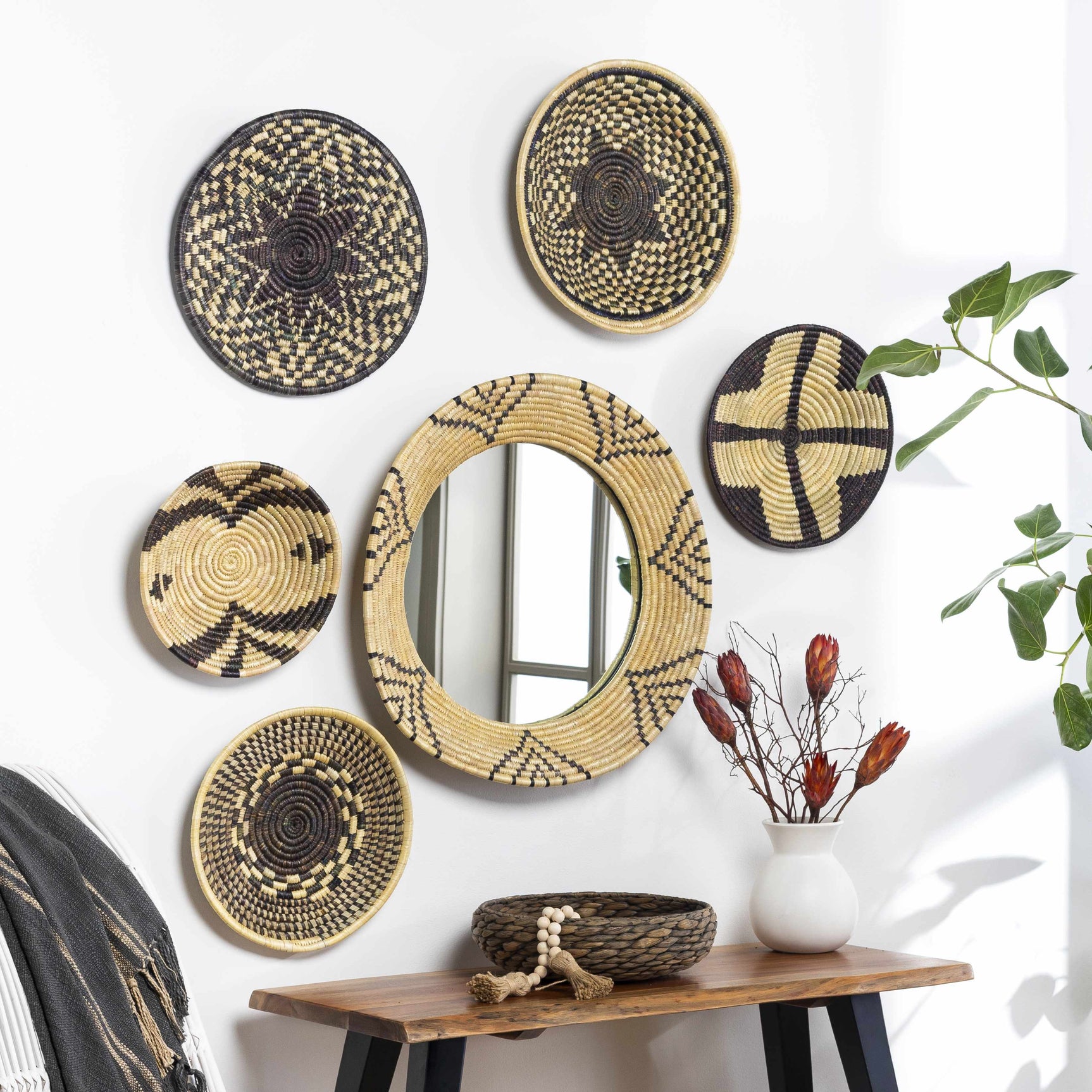 Quinipot Natural Woven Circular Moonj Grass Tapestry - Ornate Home