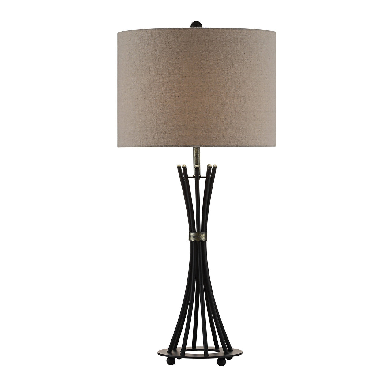 Quinn Banded Rods Black/Brown Table Lamp - Ornate Home