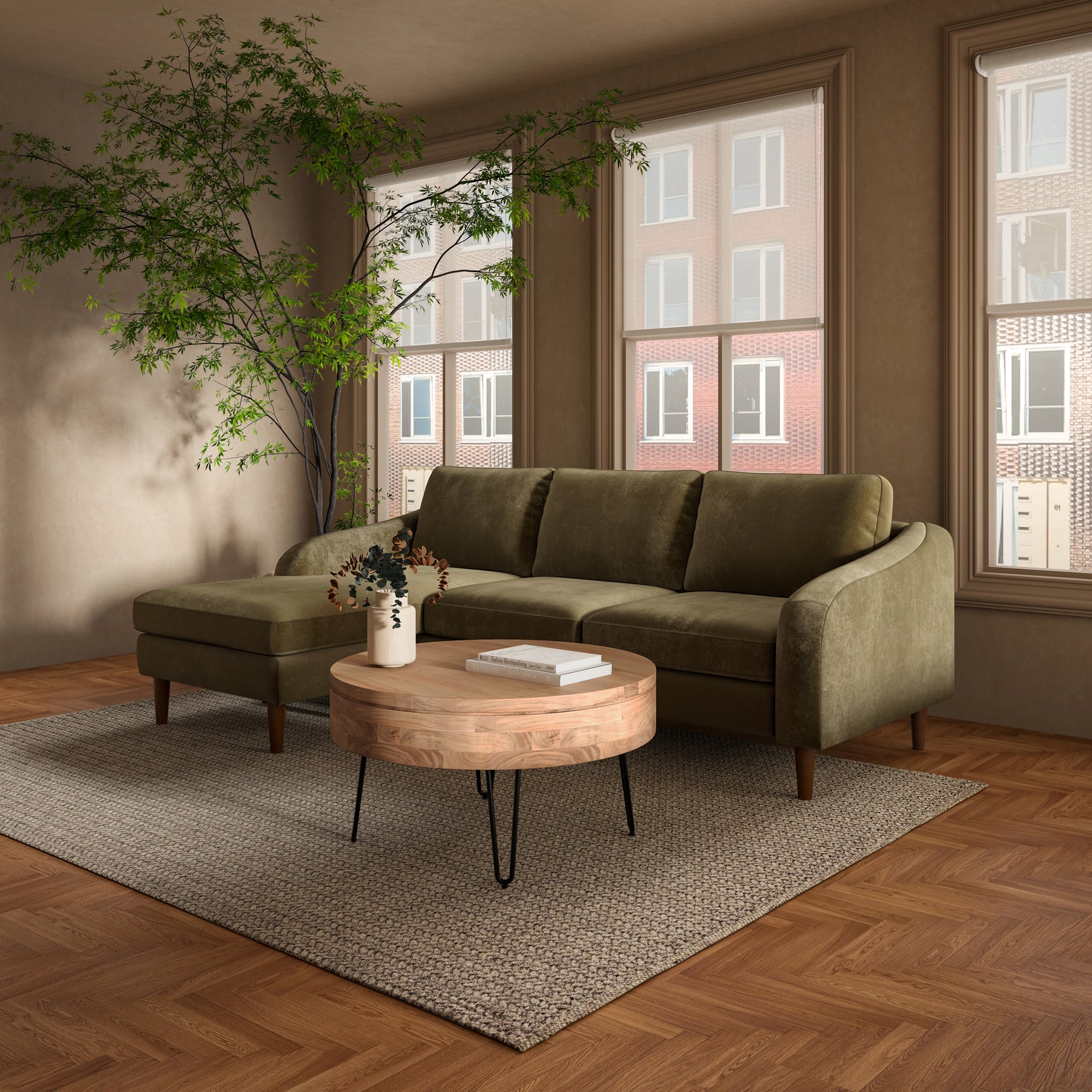 Quinn Cedar Green Sectional - Ornate Home