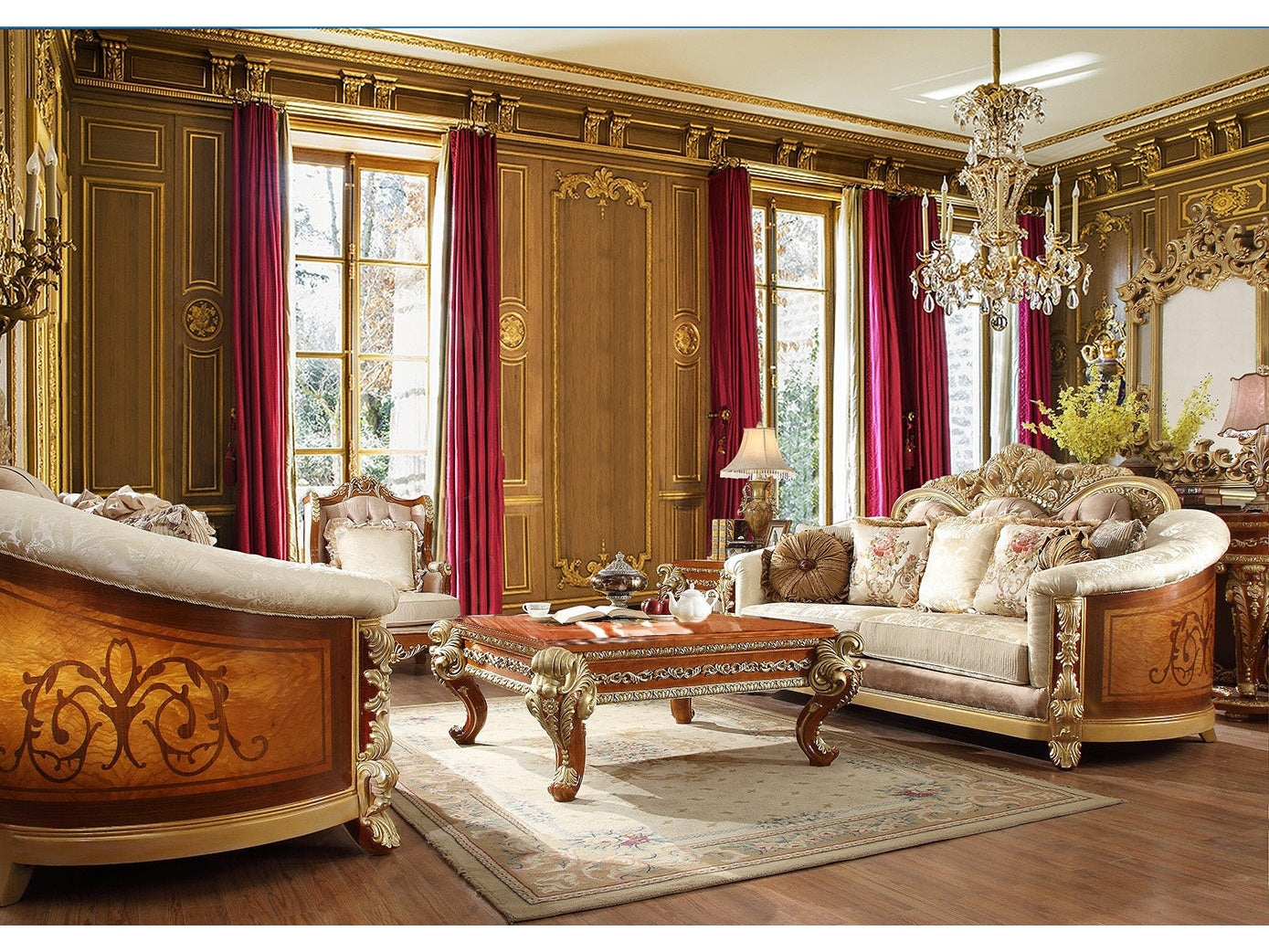 Quintina Cedar Red 3pc Living Room Set / HD-821 - Ornate Home