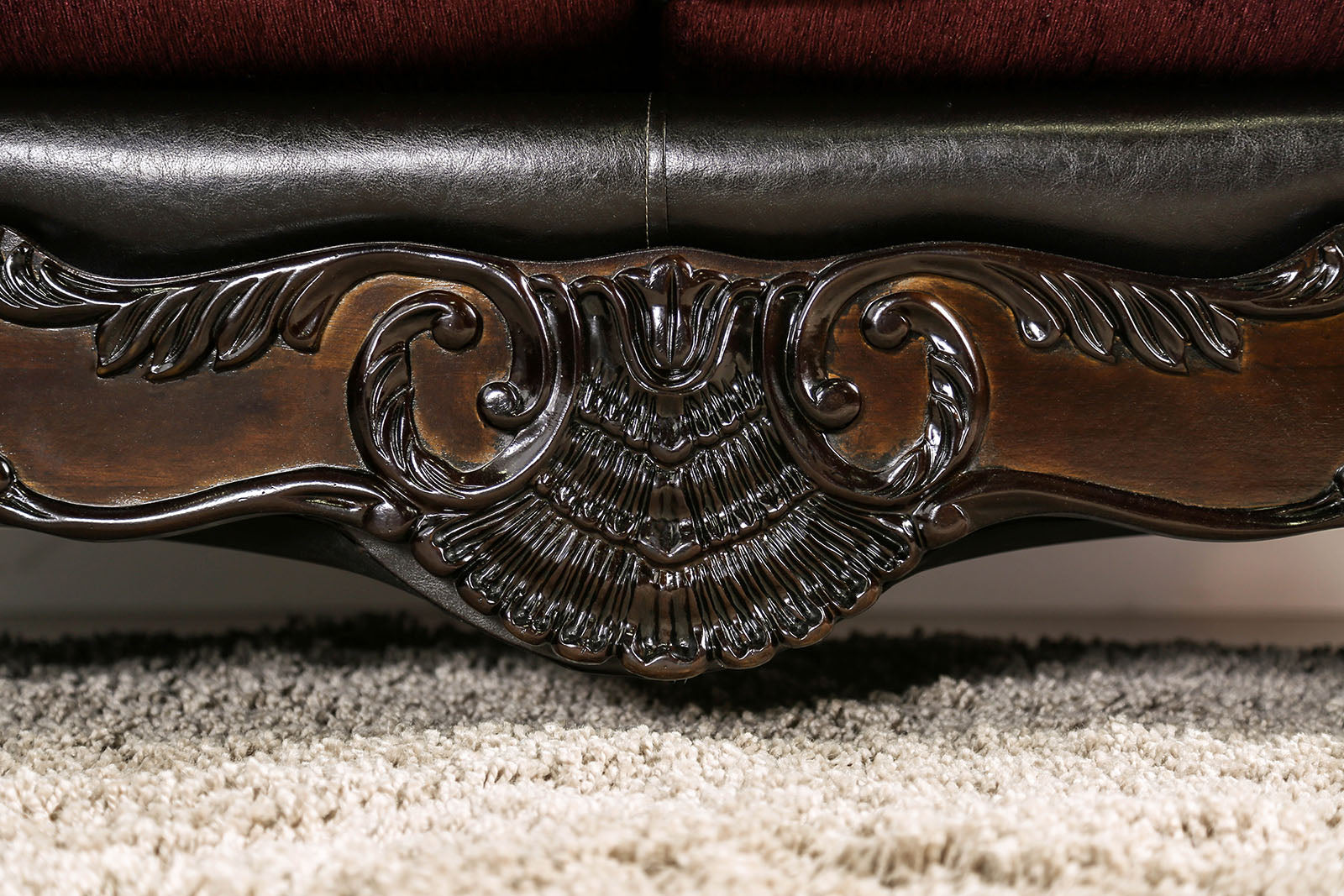 Quirino Burgundy/Dark Brown Loveseat - Ornate Home