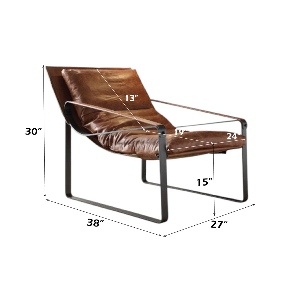 Quoba Cocoa Top Grain Leather Accent Chair - Ornate Home