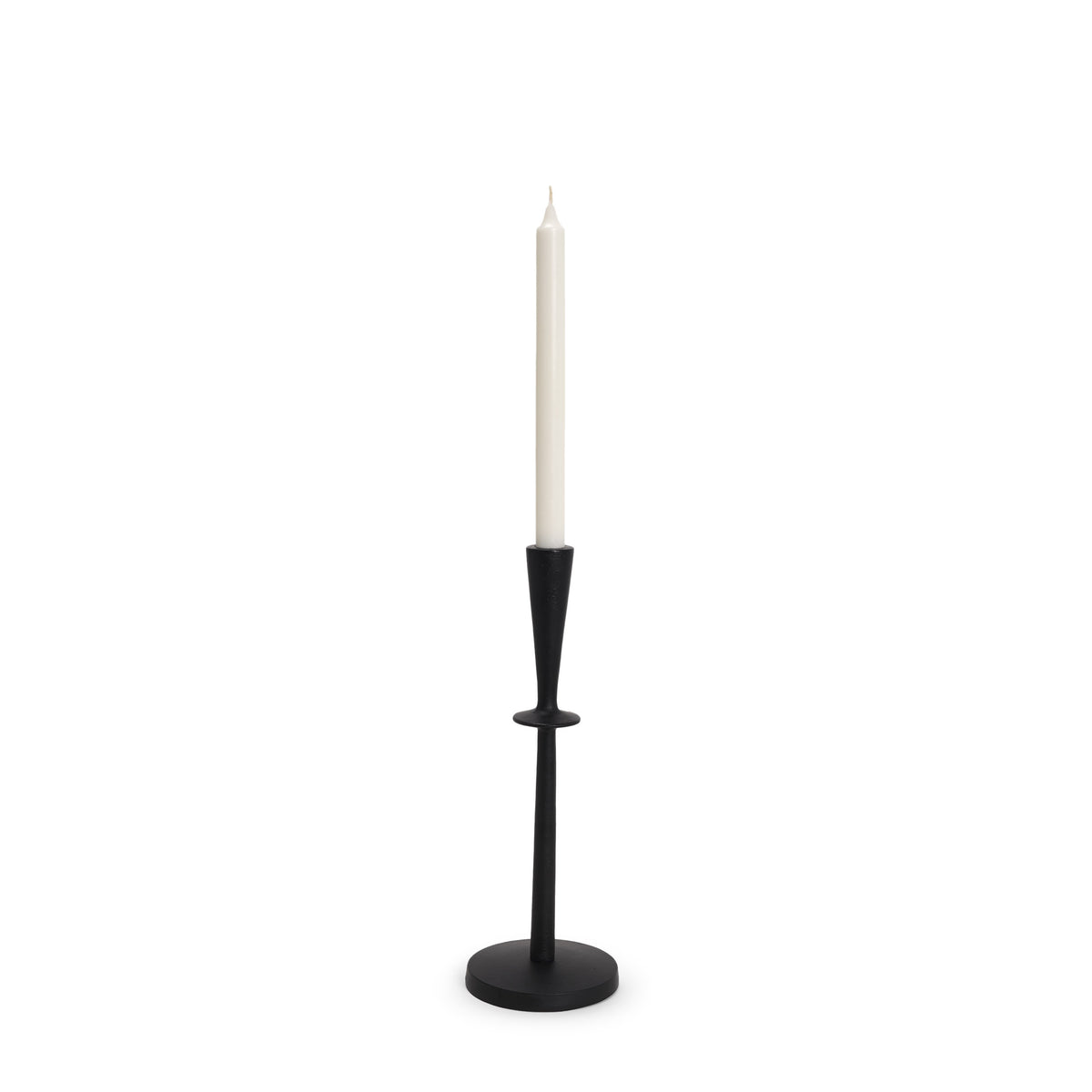 Qwin Matte Black Cast Aluminum Medium Candle Holder - Ornate Home