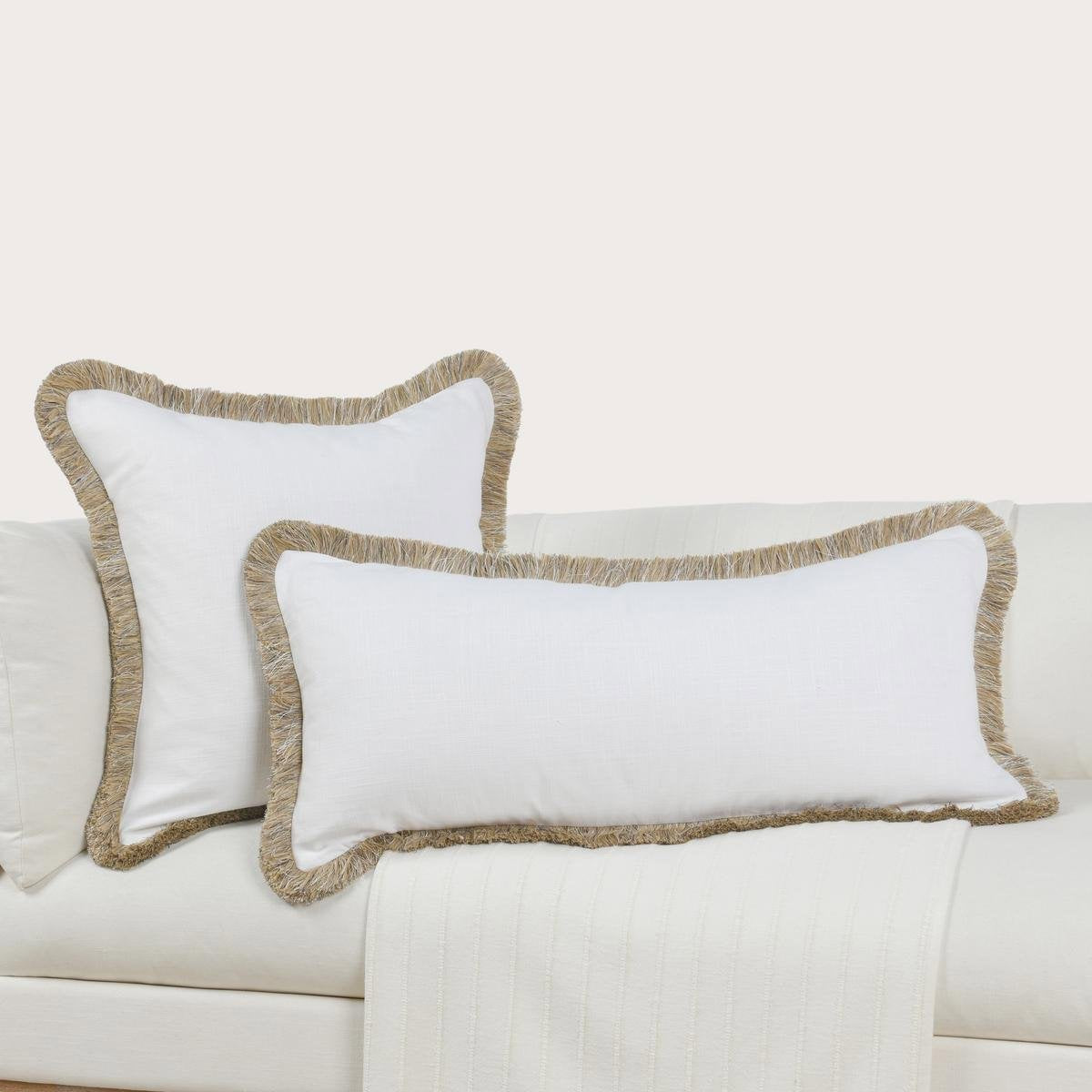 RO Cara Ivory/Natural Multiple Sizes Throw Pillow - Ornate Home