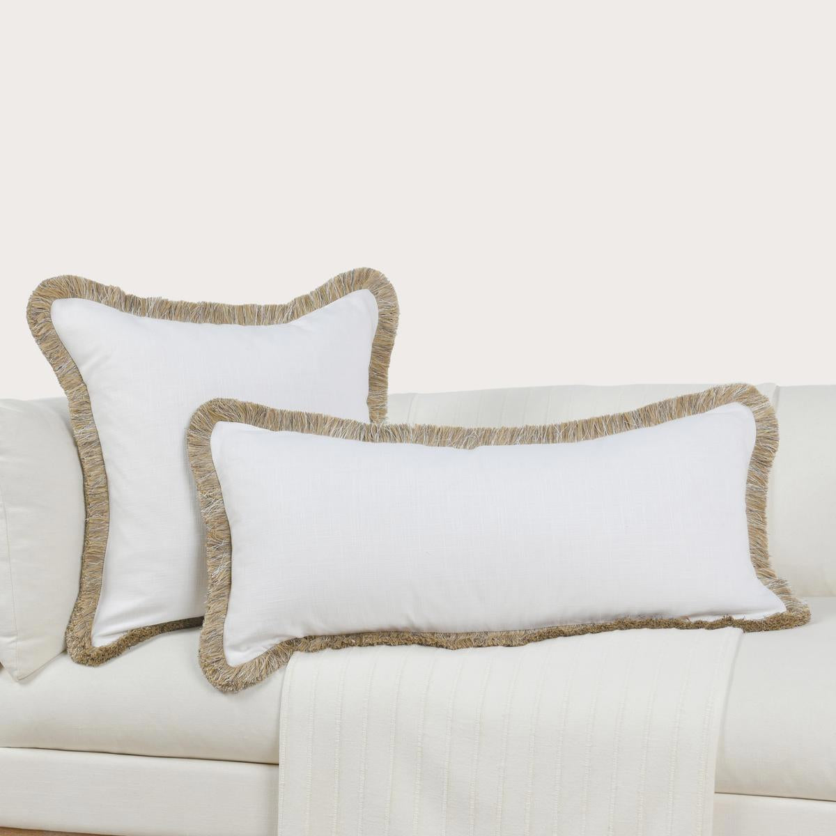 RO Cara Ivory/Natural Multiple Sizes Throw Pillow - Ornate Home