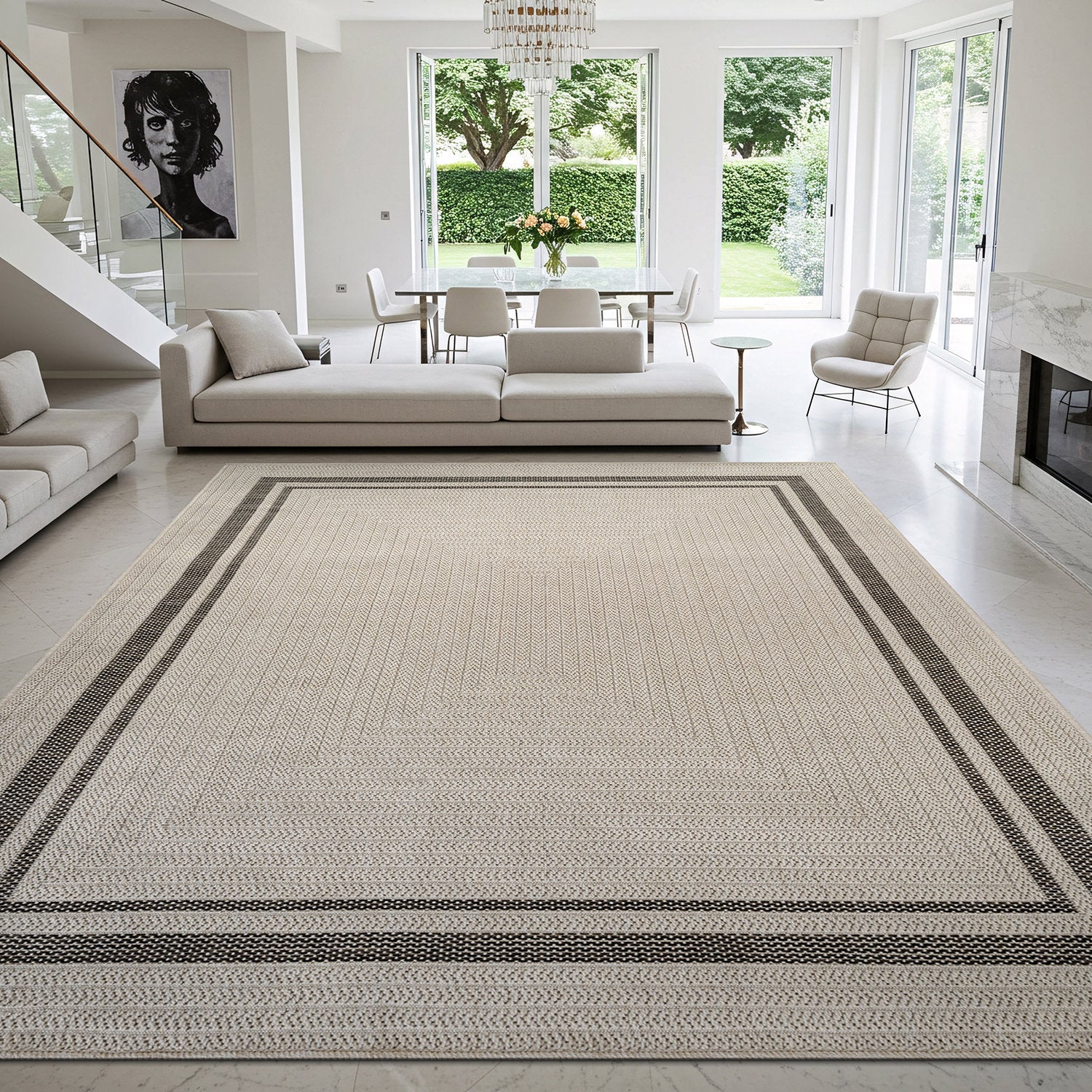 Royce Bone 6 Jute-Look Area Rug | Elegant & Washable