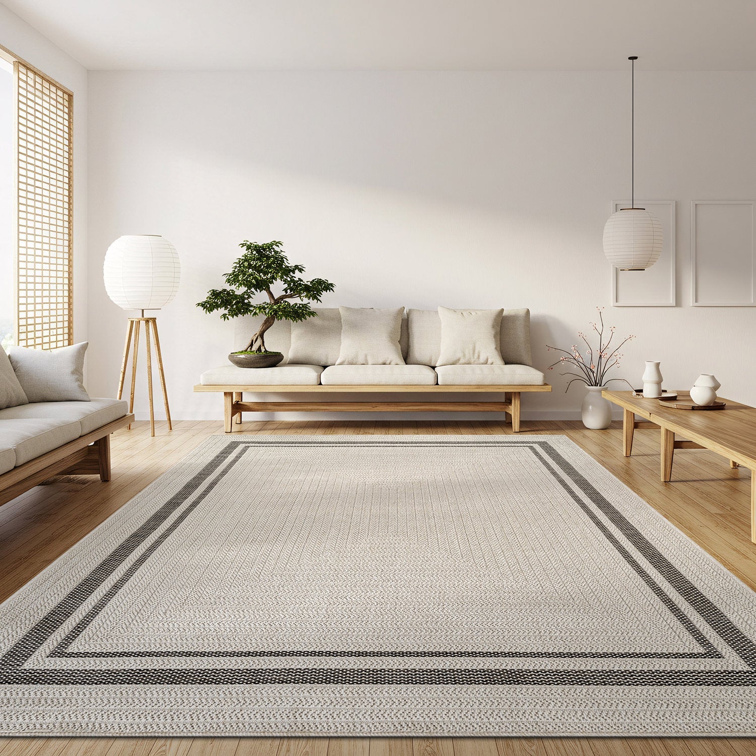 Royce Bone 6 Jute-Look Area Rug | Elegant & Washable
