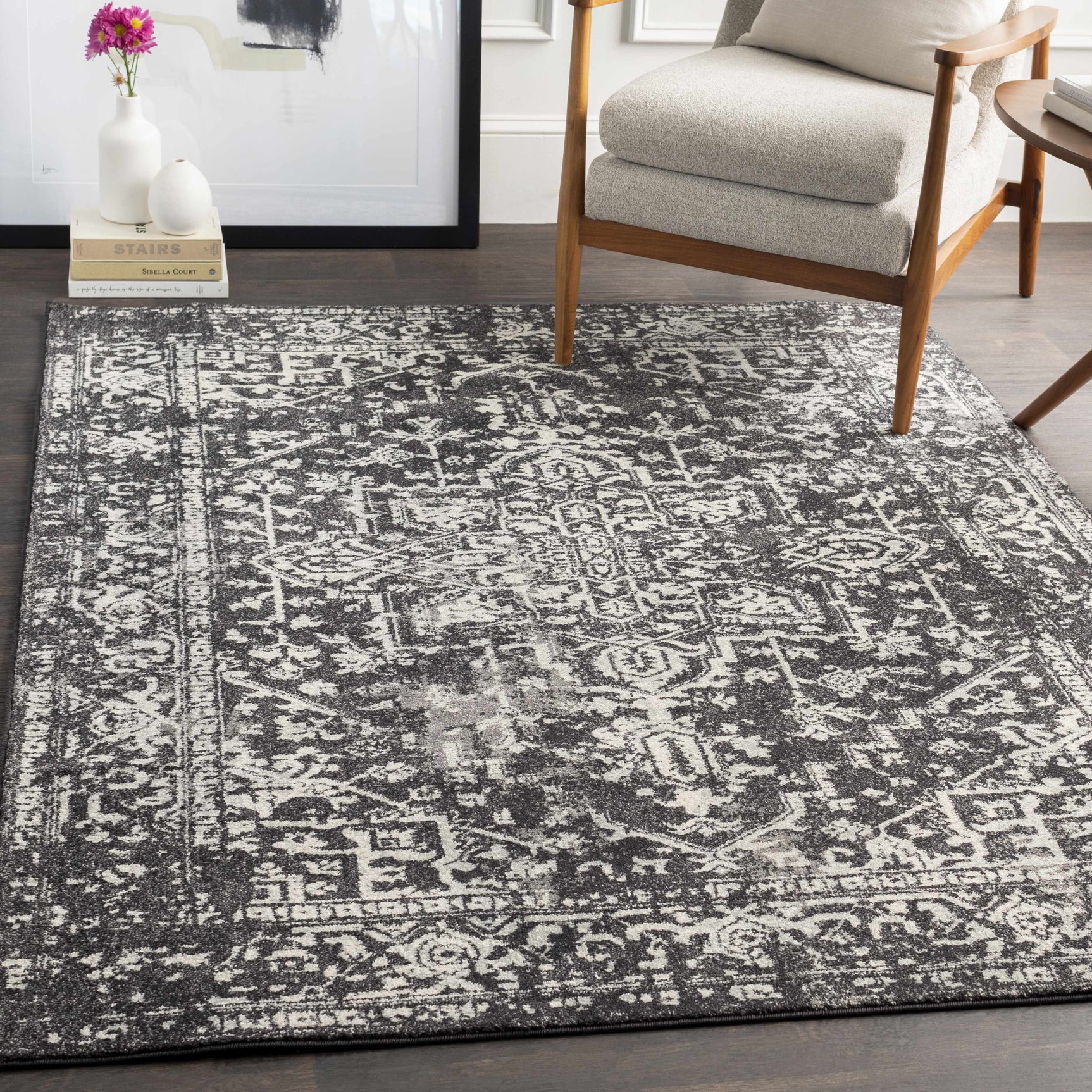 Rachel Black Area Rug - Ornate Home